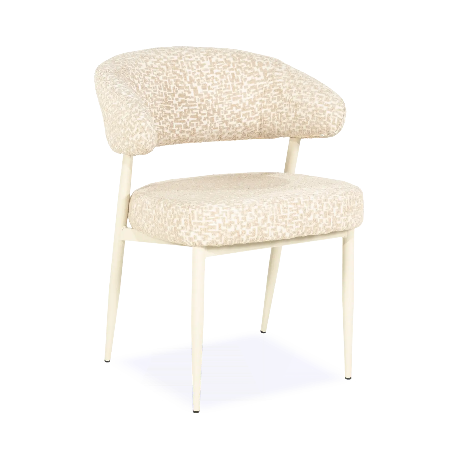 Eetkamerstoel Miso – stof Tetris Taupe – open rug – poot beige