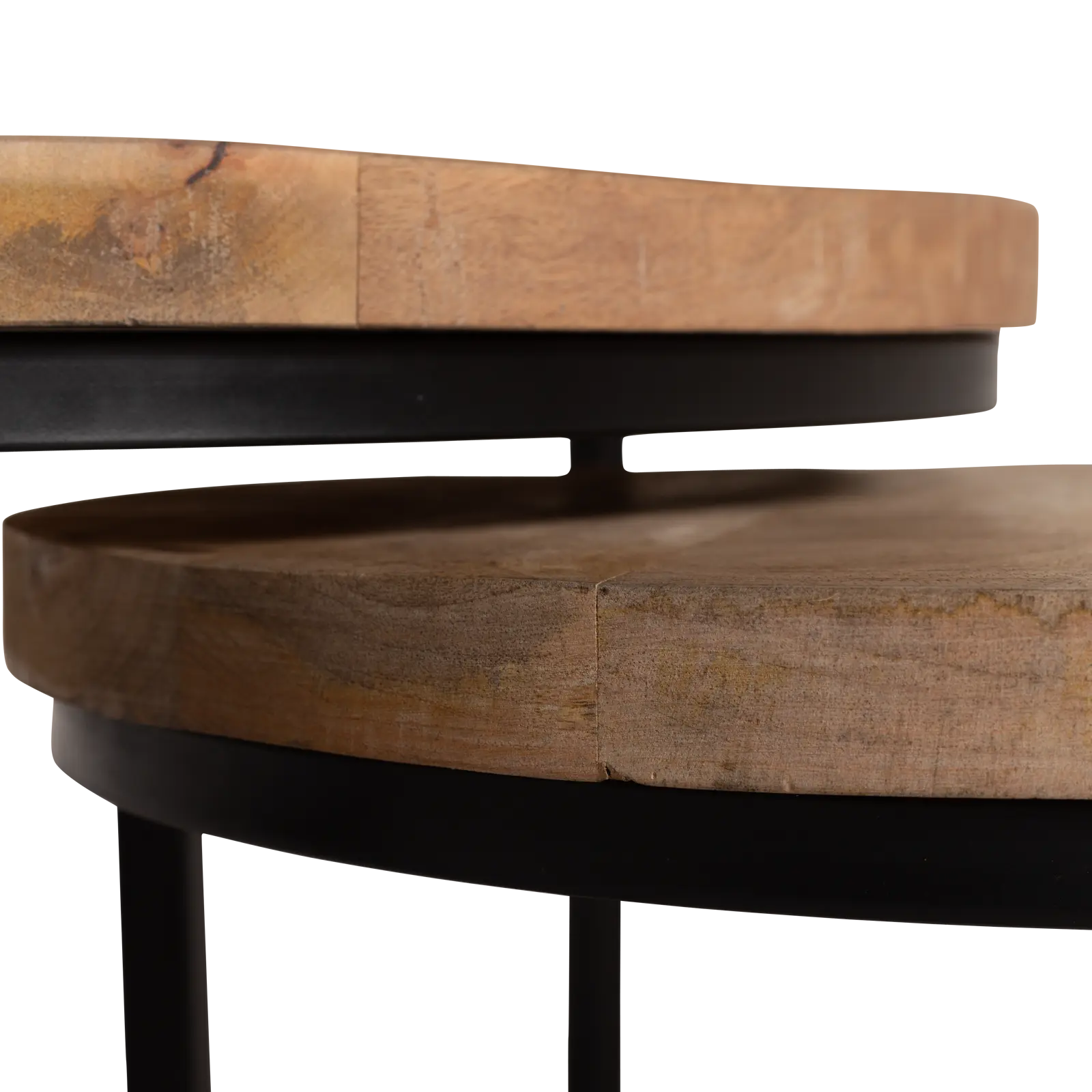 Salontafel set van 3 Jimmy - rond 70/50/35 cm - Mangohout Naturel - ACTIE