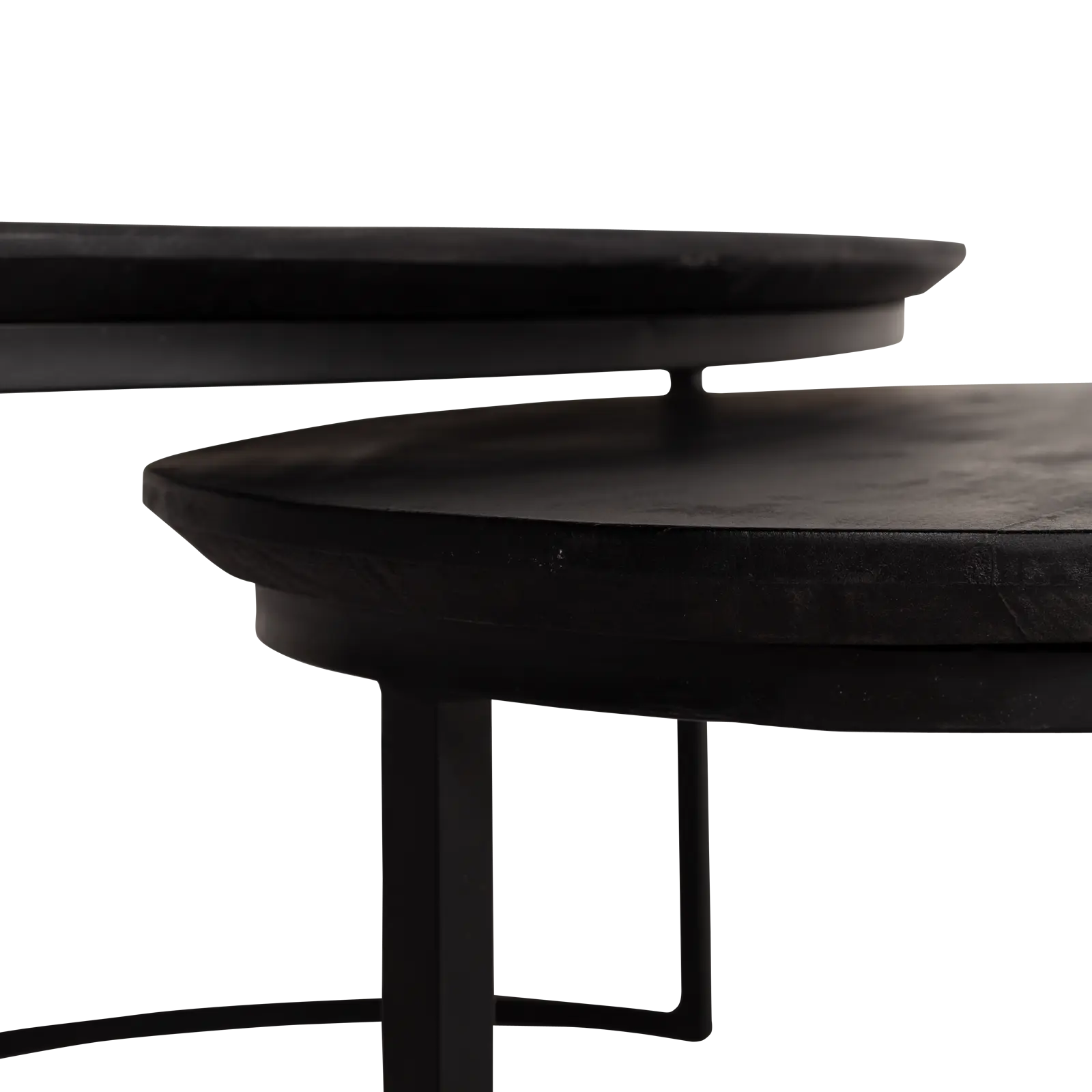Salontafel set van 2 - Rimini - kiezelvorm - Mangohout Zwart