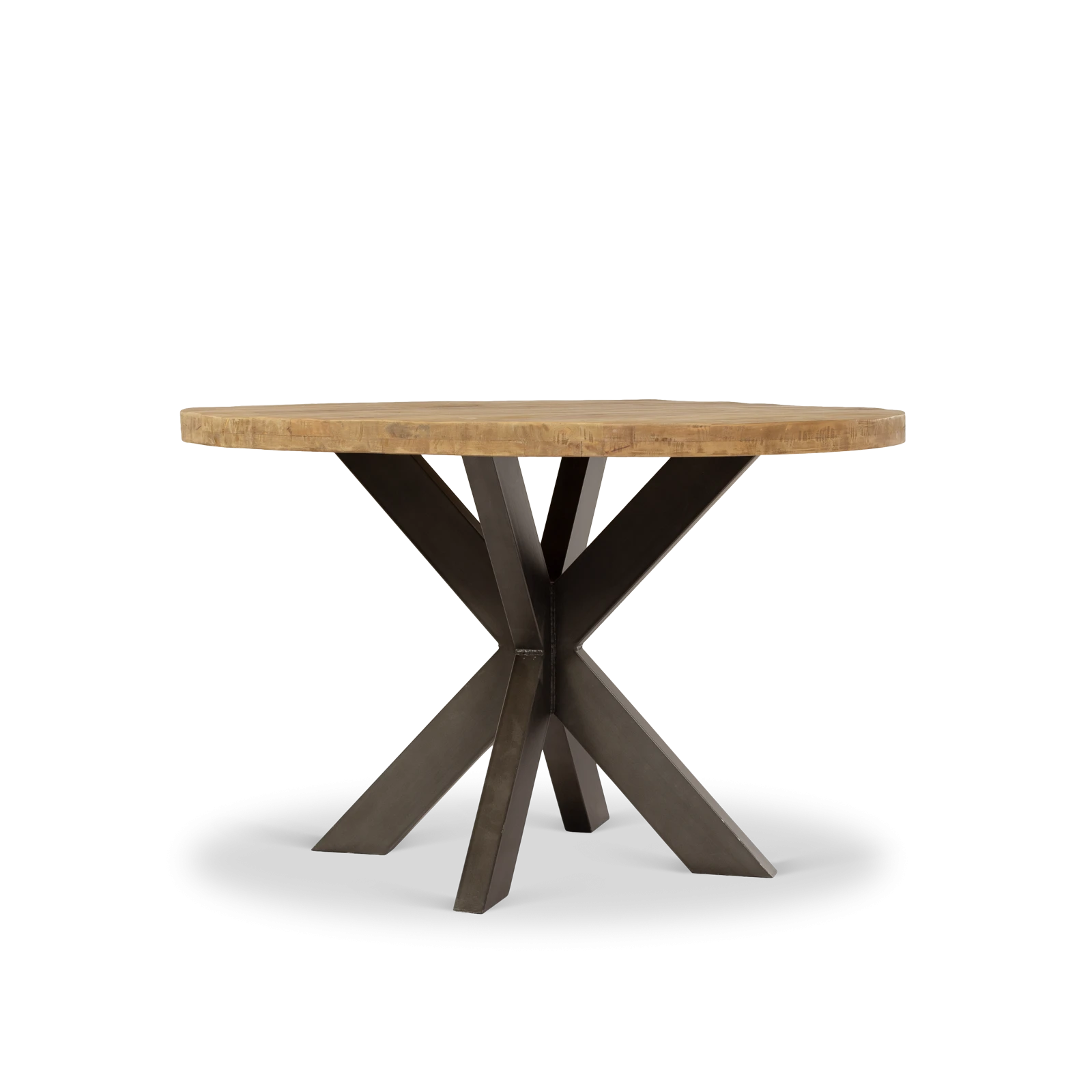 Eettafel (rond 120cm - poot 10x5cm) Steelwood - Seasoned Brown