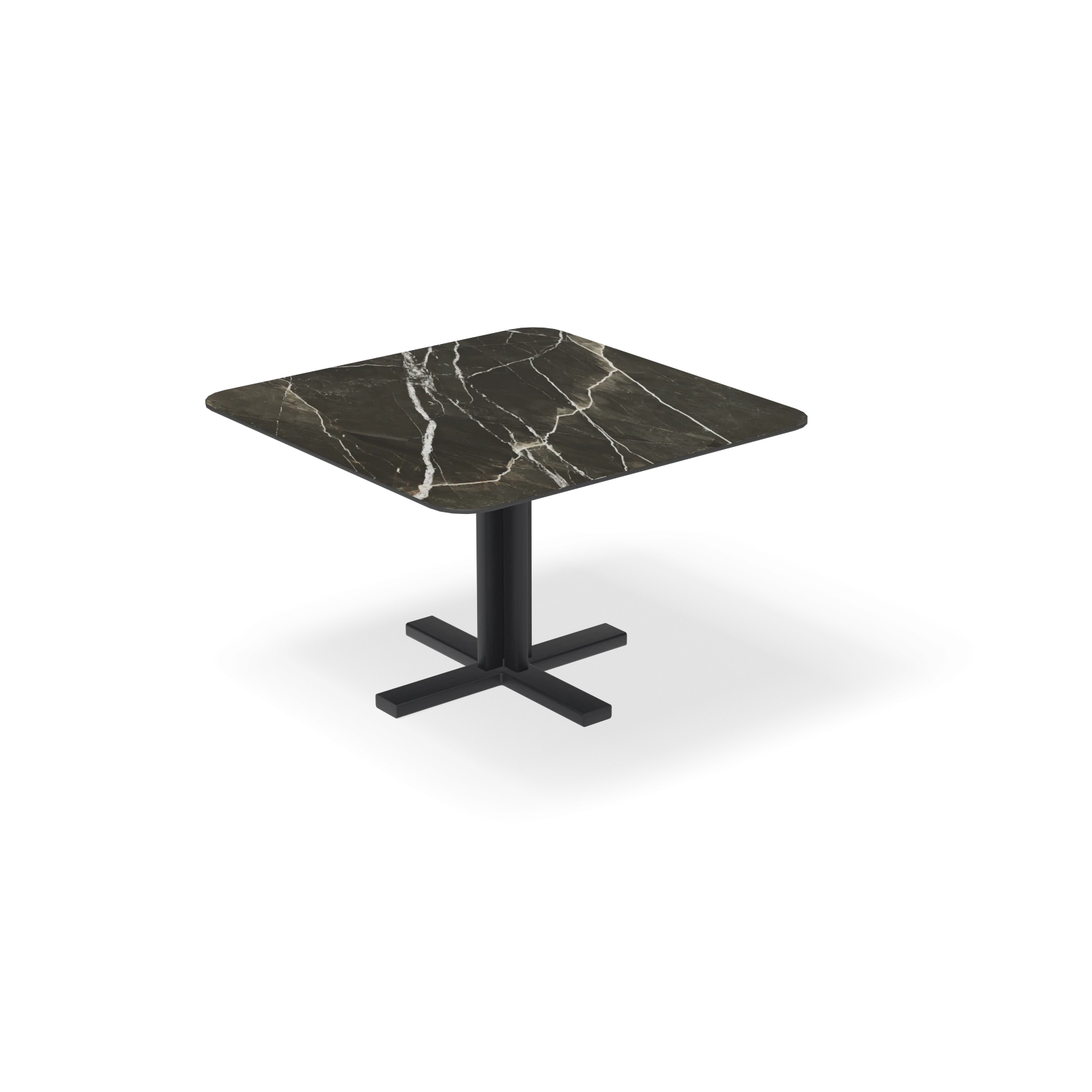 Eettafel Kolos - Vierkant afgeronde hoek Keramiek Calacatta Black Satin (120x120cm)