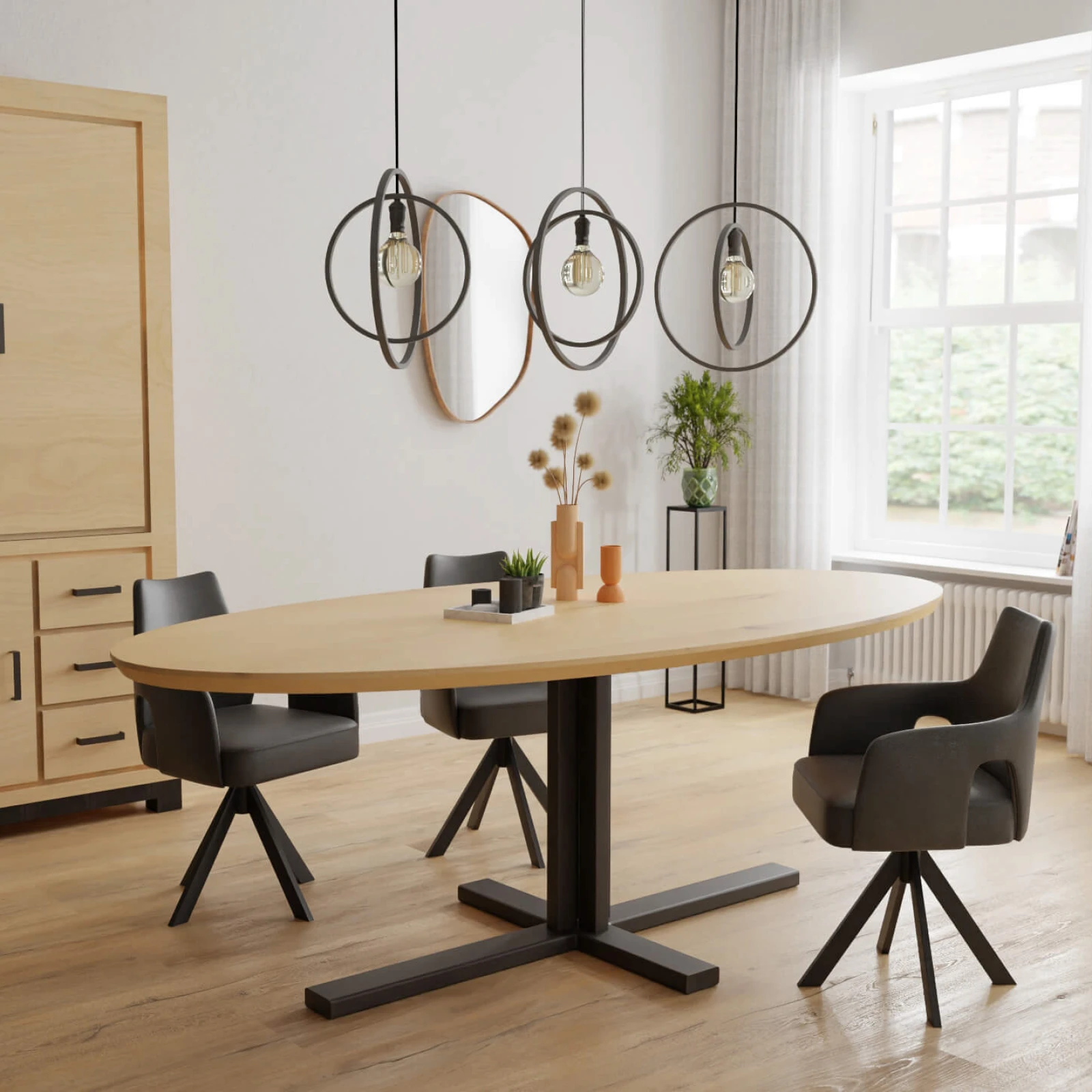 Eettafel Kolos - Ovaal Eiken Nature White (220x110cm)