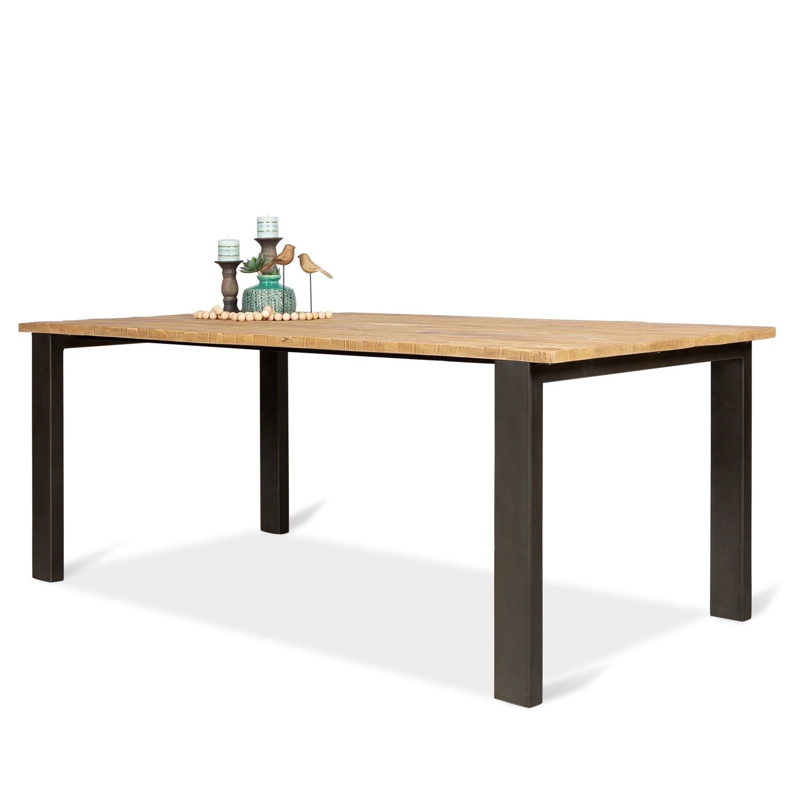 Eettafel (180x90cm) Steelwood - Seasoned Brown/Metaal Zwart