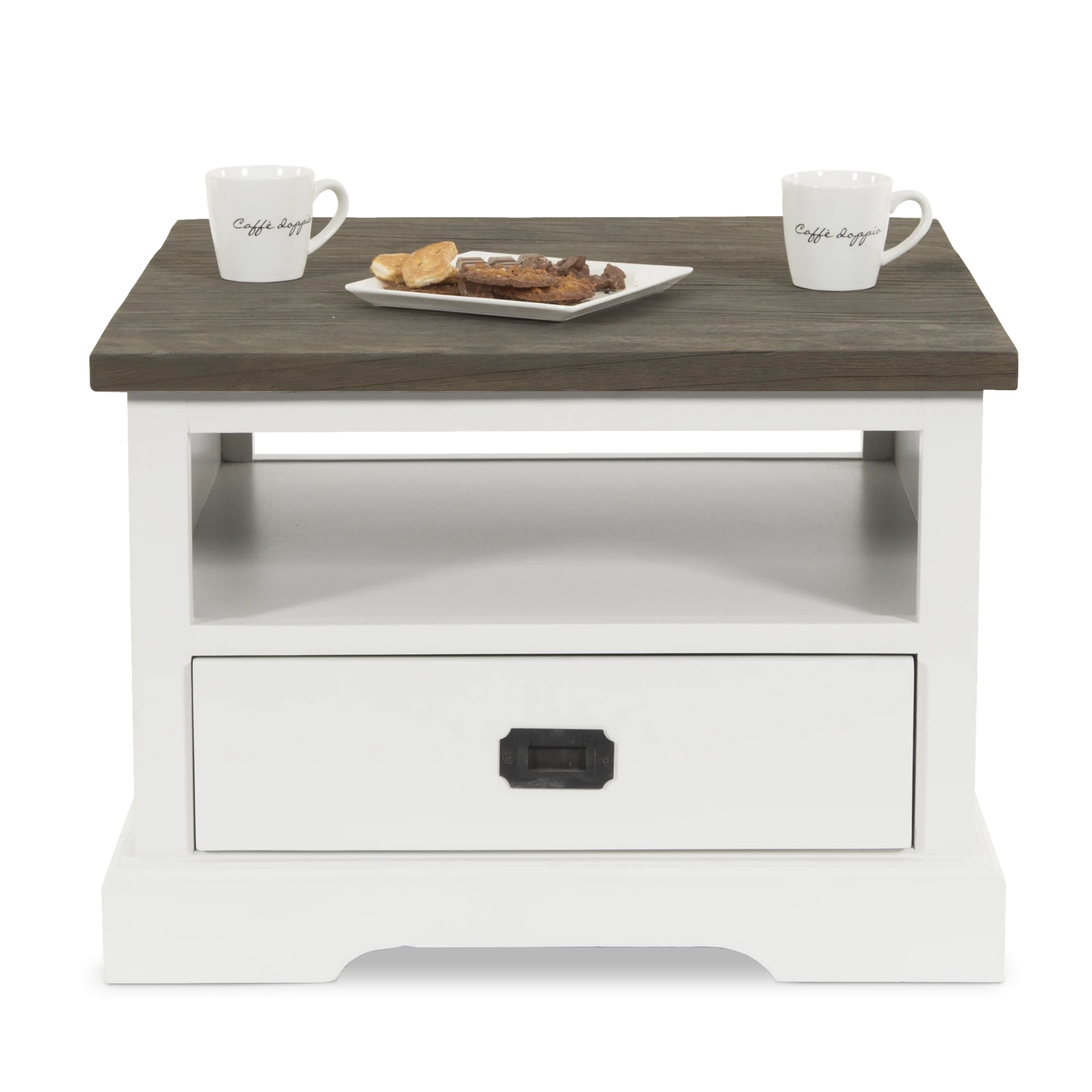 Hoektafel (1 lade, 1 vak) Lakewood - Clear/Mindi Donkerbruin