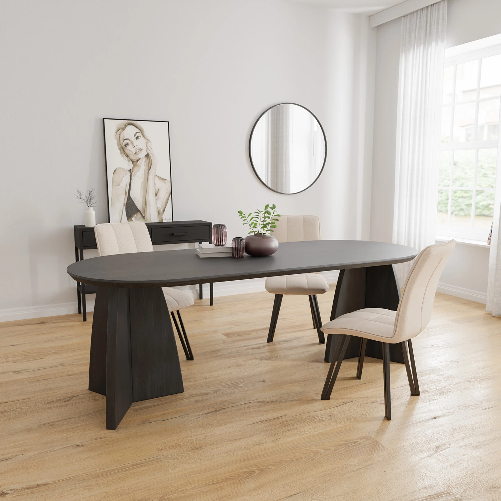 Eettafel Shiso - Halve Cirkel Black Sky (220x90cm)