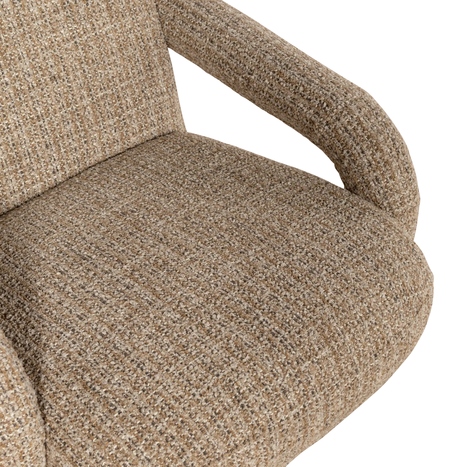 Fauteuil Monica - stof Asti Taupe - grof geweven - organische vorm