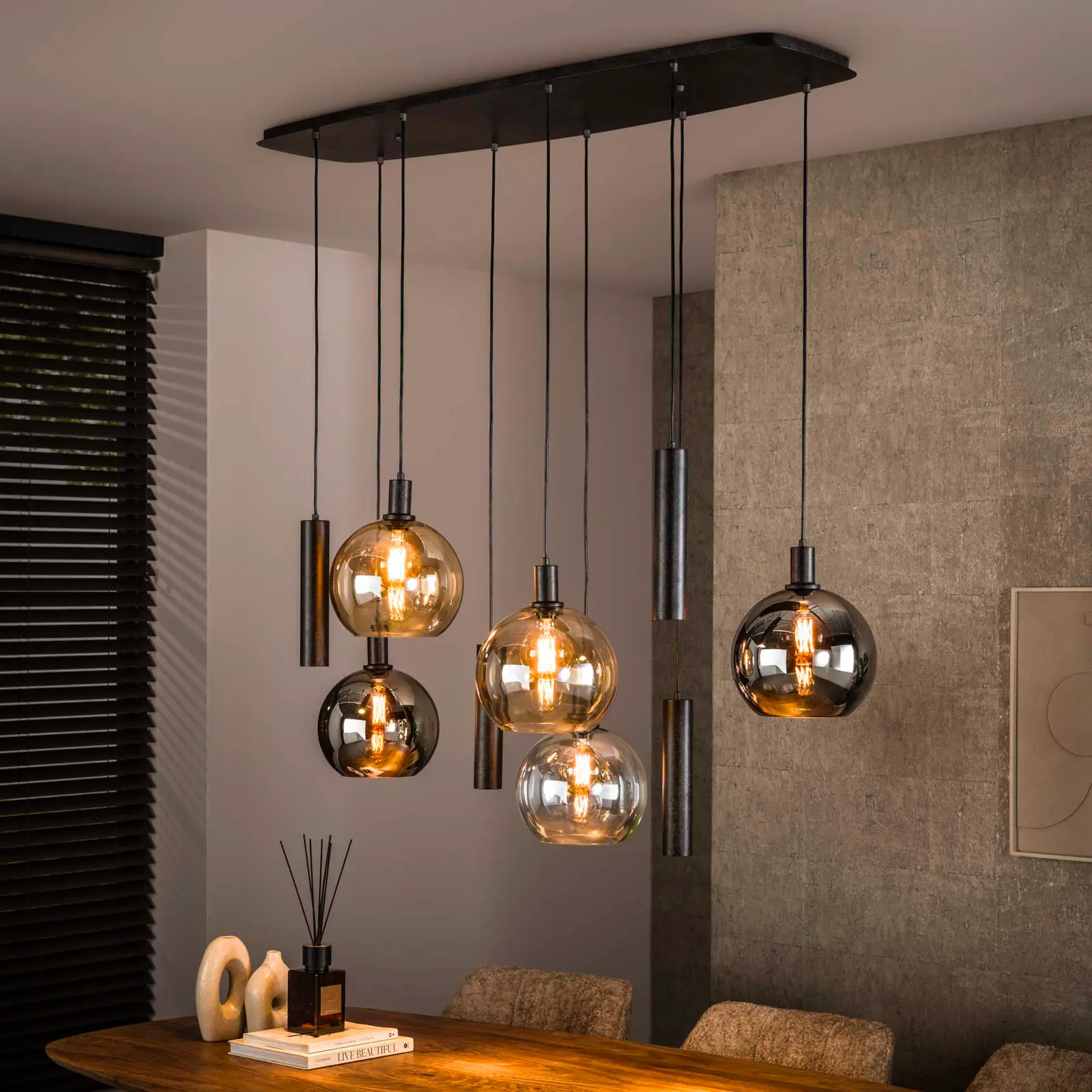 Hanglamp Sfera - 130 cm - Tricolore 5 + 4 lichts - Artic Zwart 