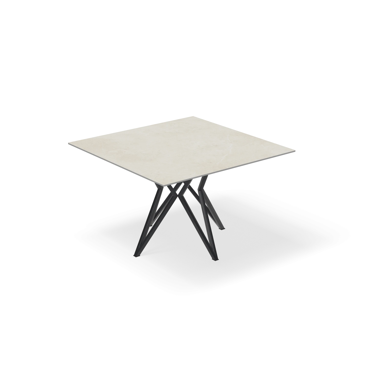 Eettafel Crosse - Vierkant Keramiek Limestone Ivory Satin (120x120cm)