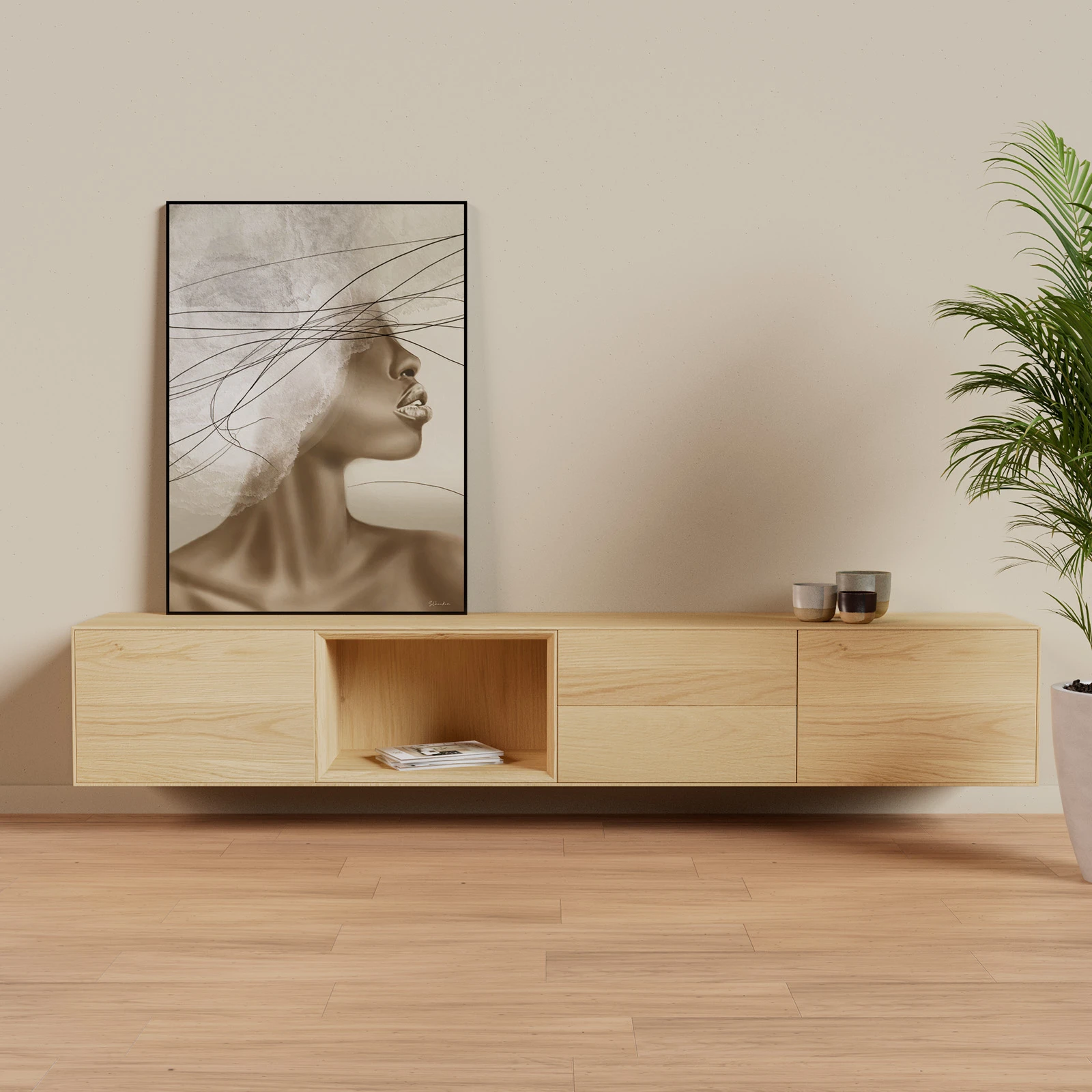 TV Meubel Nature White 240cm Zwevend