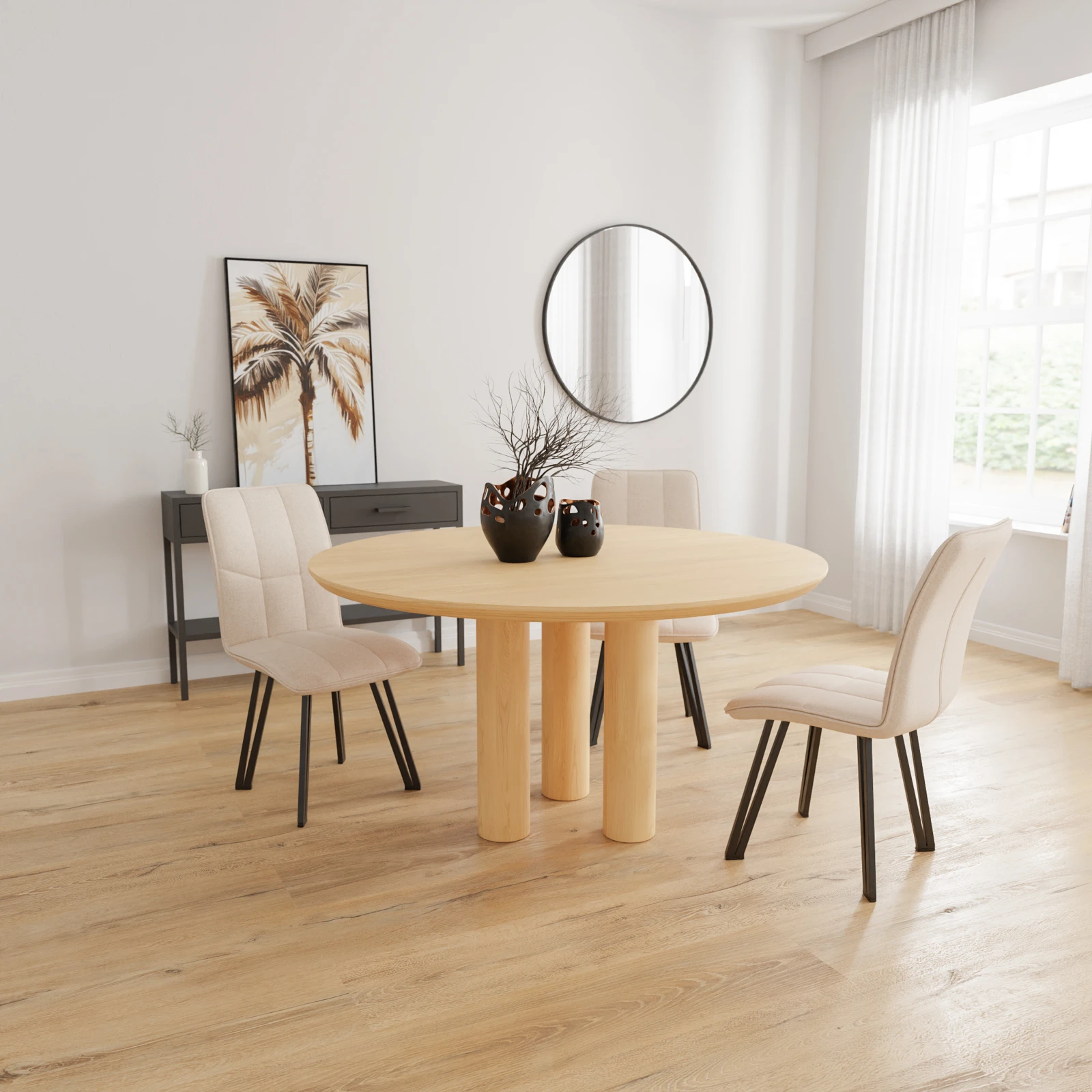 Eettafel Ringo - Rond Nature White (140cm)