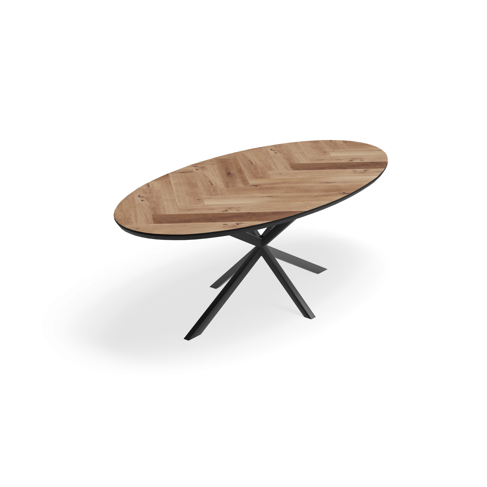 Eettafel North - Ovaal Eiken Visgraat Kiezel (220x110cm)