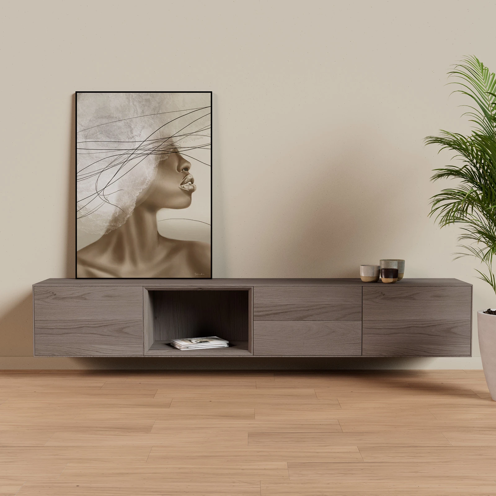 TV Meubel Mice Grey 240cm Zwevend