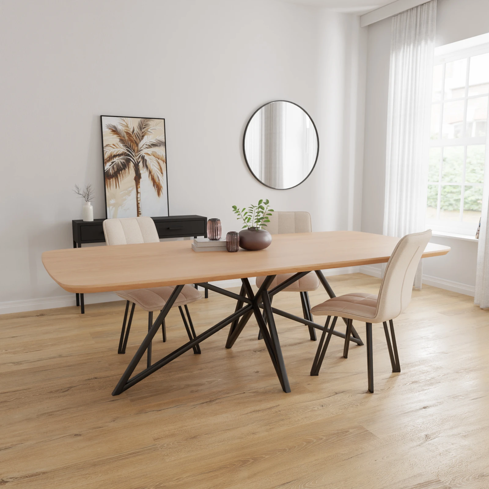 Eettafel Crosse - Deens Ovaal Nature White (240x115cm)