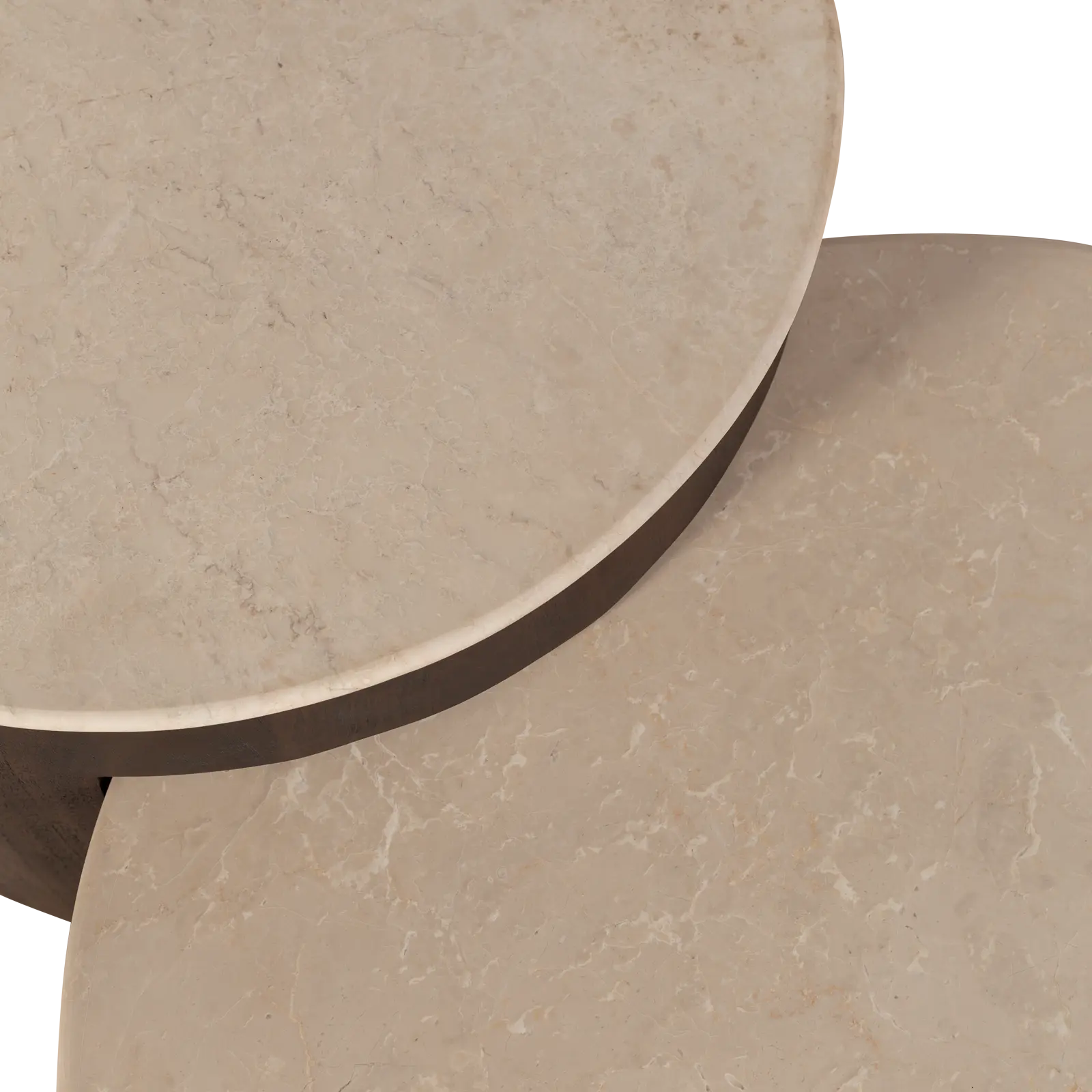 Salontafels set van 2 Bodhi - rond 65/80 cm - Mangohout Cacao Bruin + Marmer