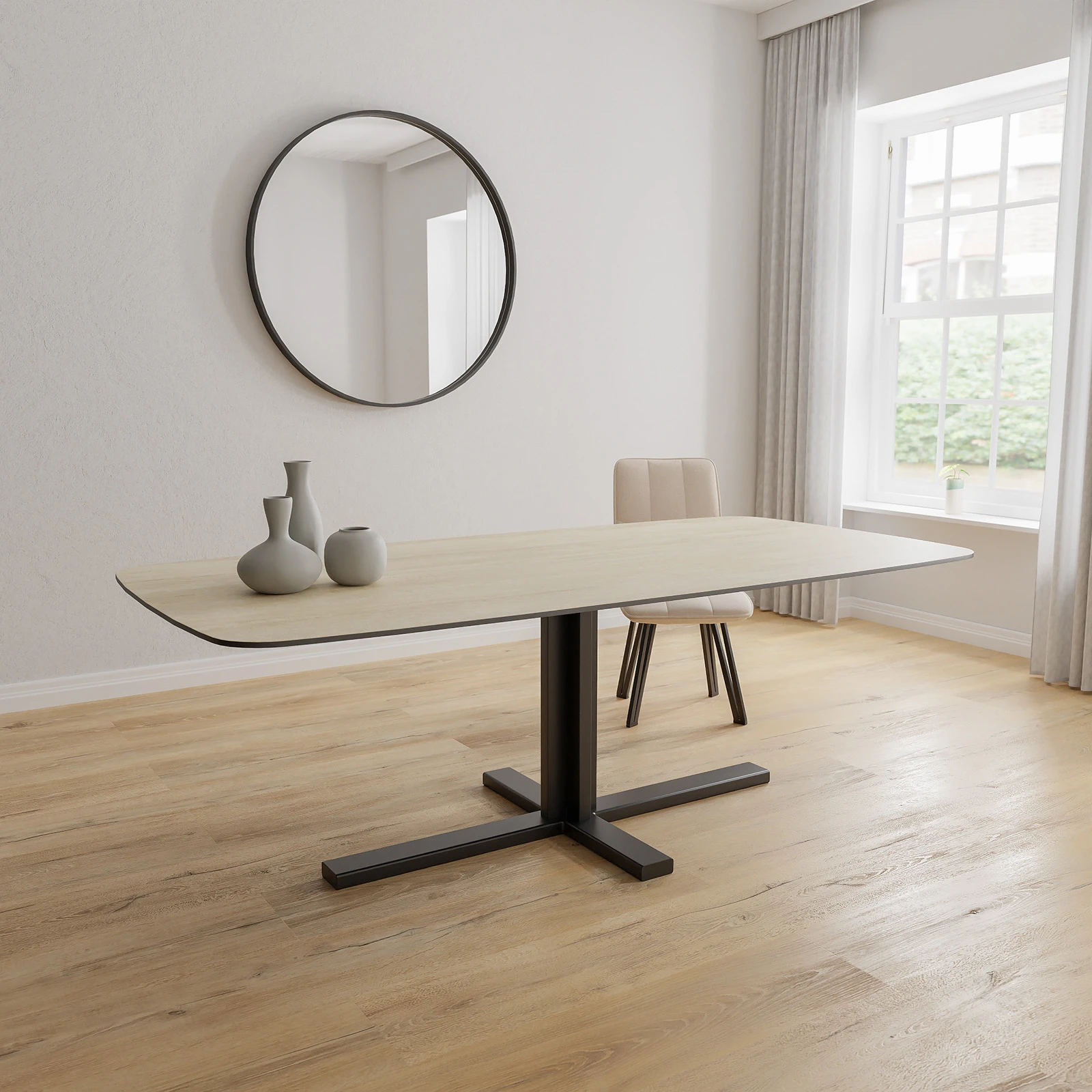 Eettafel Kolos - Deens Ovaal Keramiek Travertine Classico Satin (220x110cm)