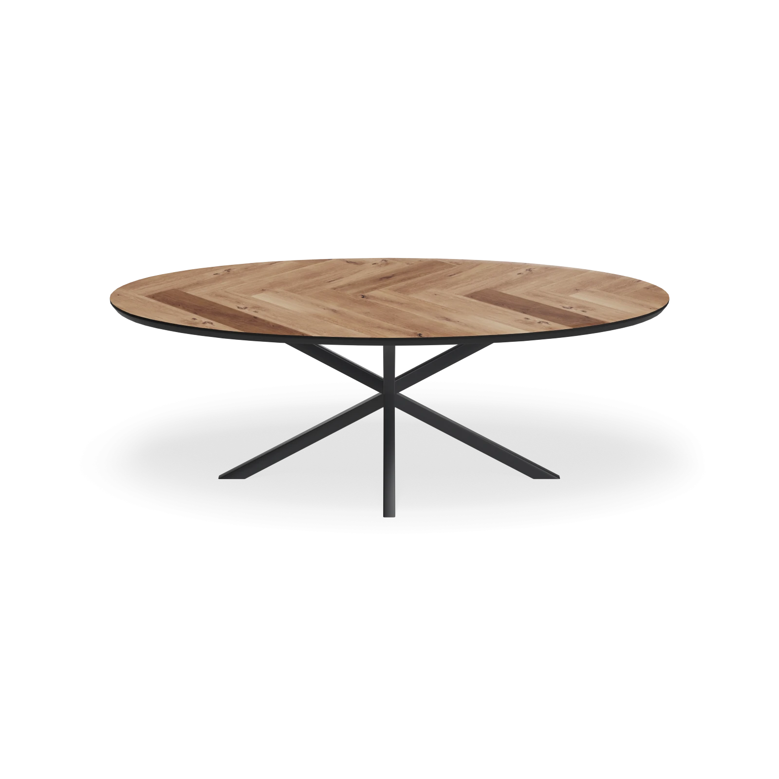Eettafel North - Ovaal Eiken Visgraat Kiezel (220x110cm)
