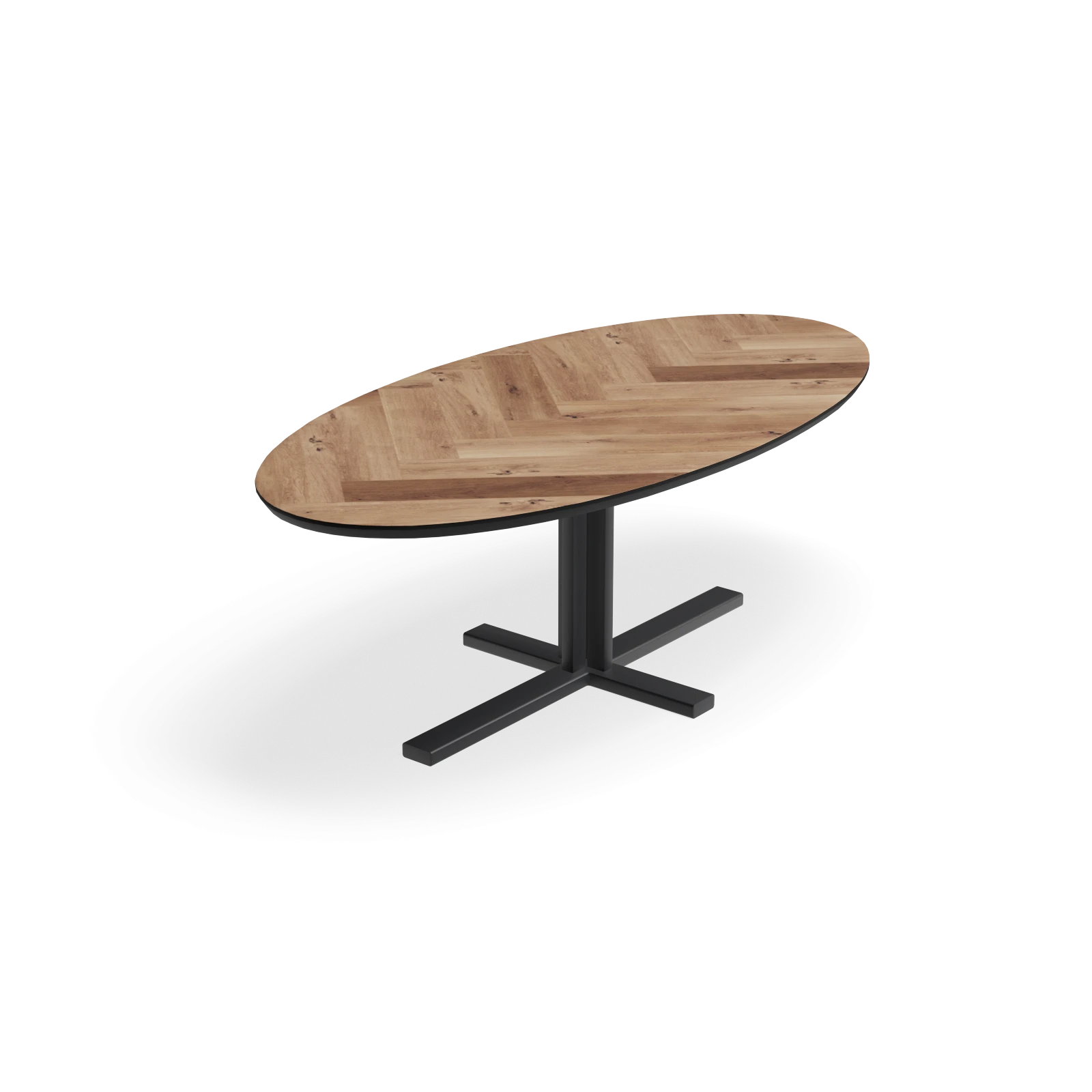 Eettafel Kolos - Ovaal Eiken Visgraat Kiezel (220x110cm)