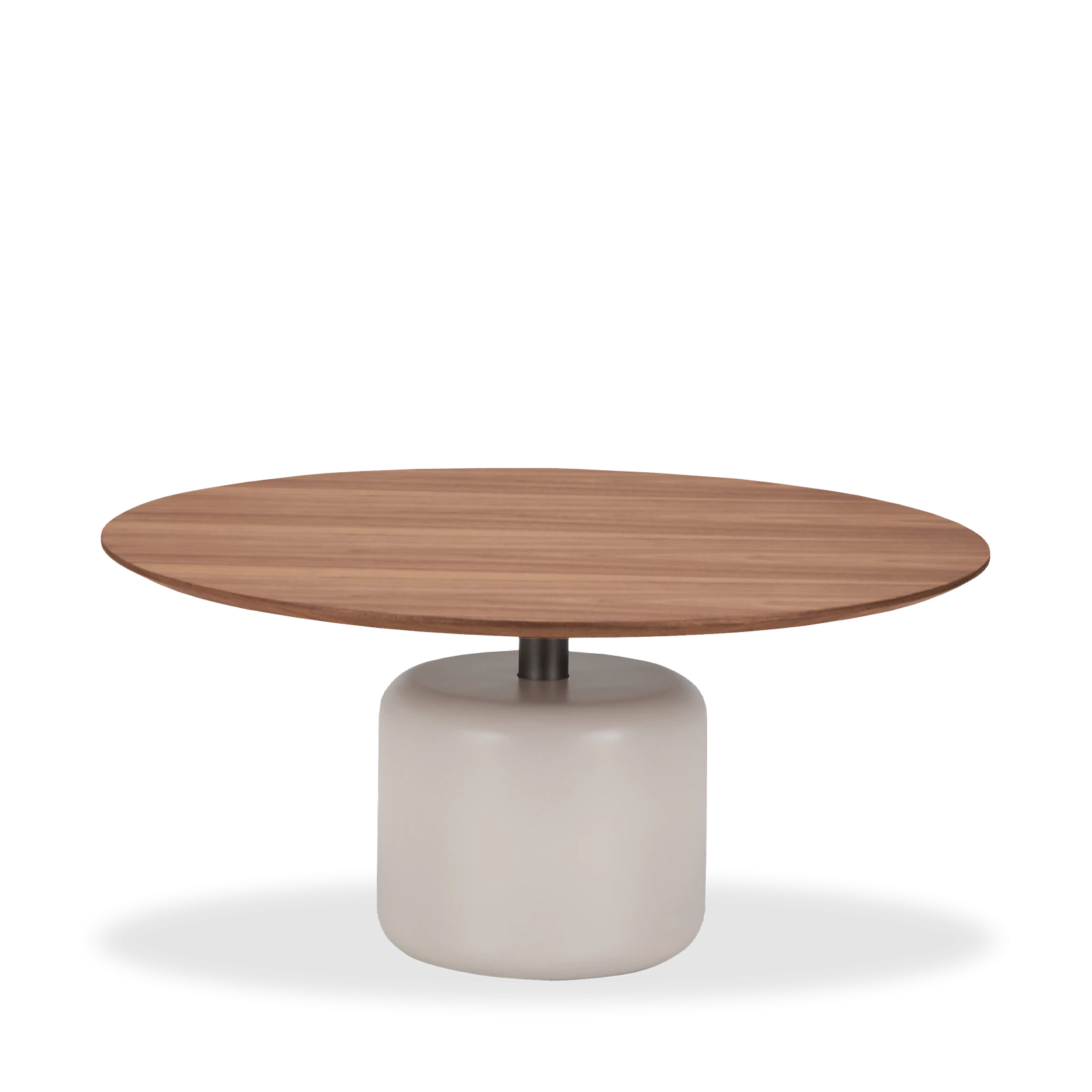Salontafel (rond: 80cm - poot: off white) Formia - Walnoot