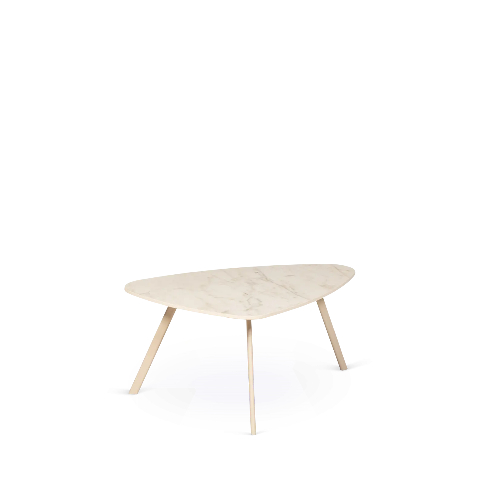 Salontafel Trenta - kiezelvorm 80x55 cm - Keramiek Golden White Satin