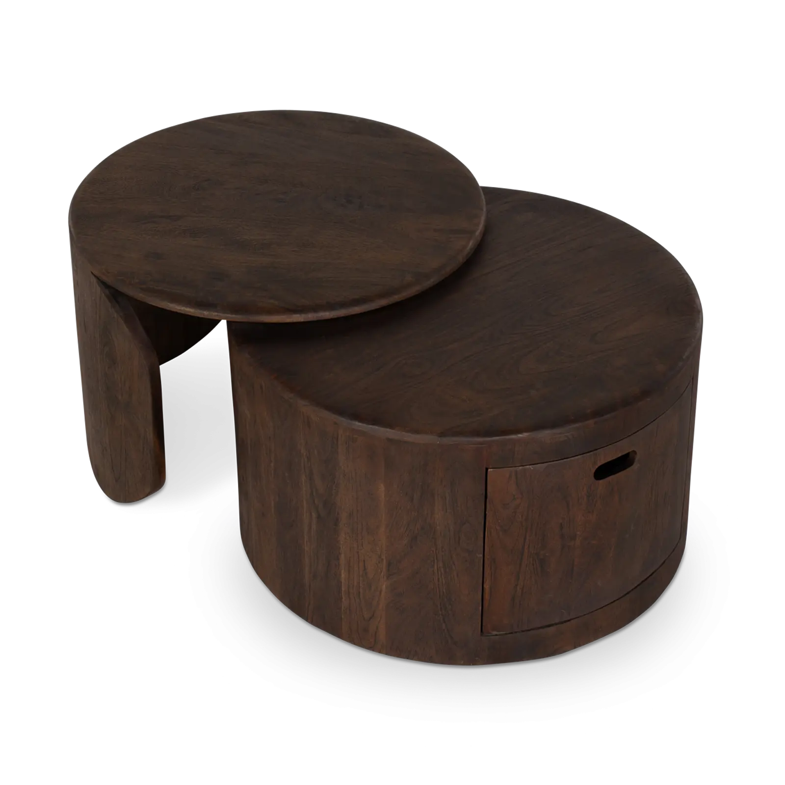 Salontafel set van 2 Buddy  - rond - Mangohout Cacao Bruin