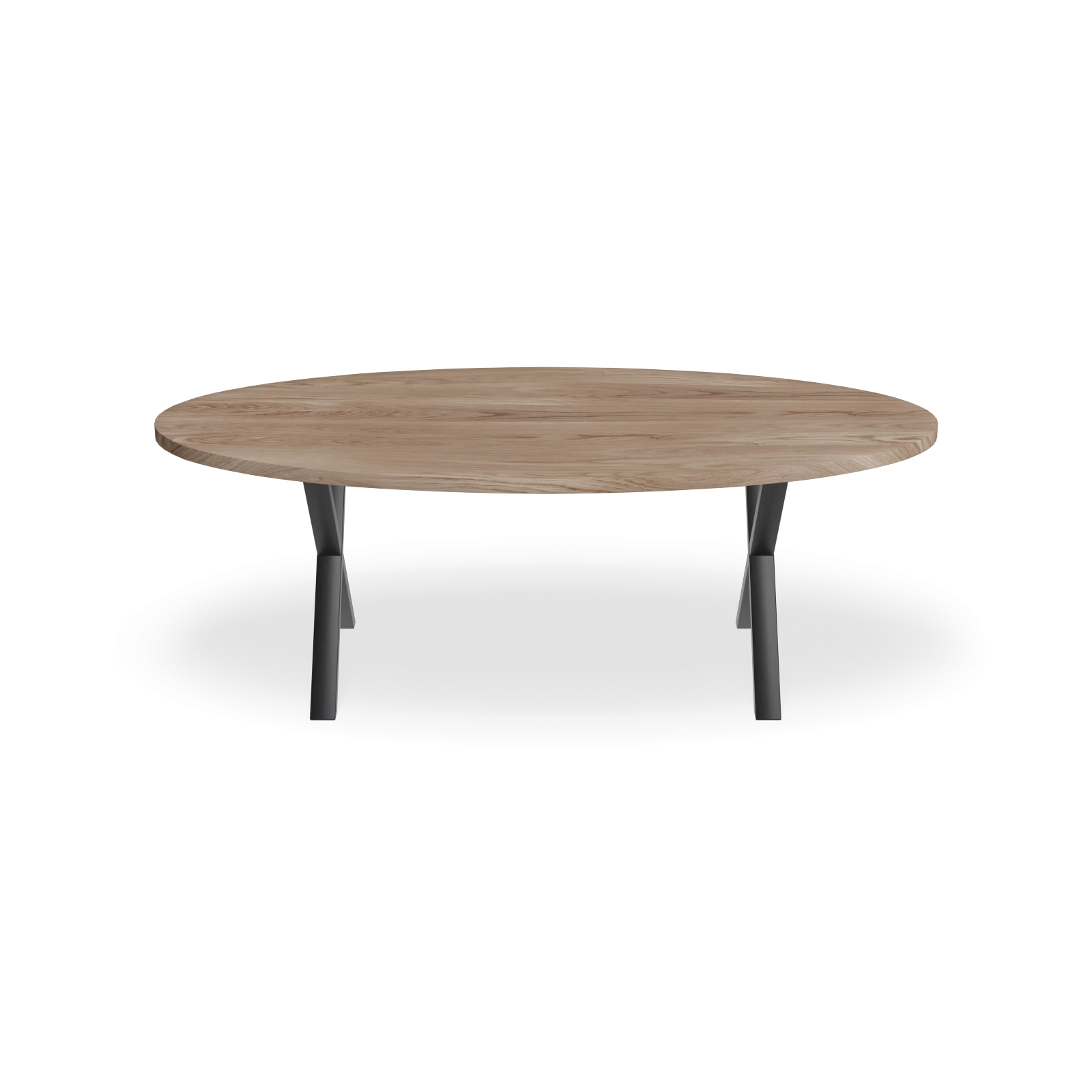 Eettafel X Poot(8x4cm) - Ovaal Eiken Kiezel (220x110cm)