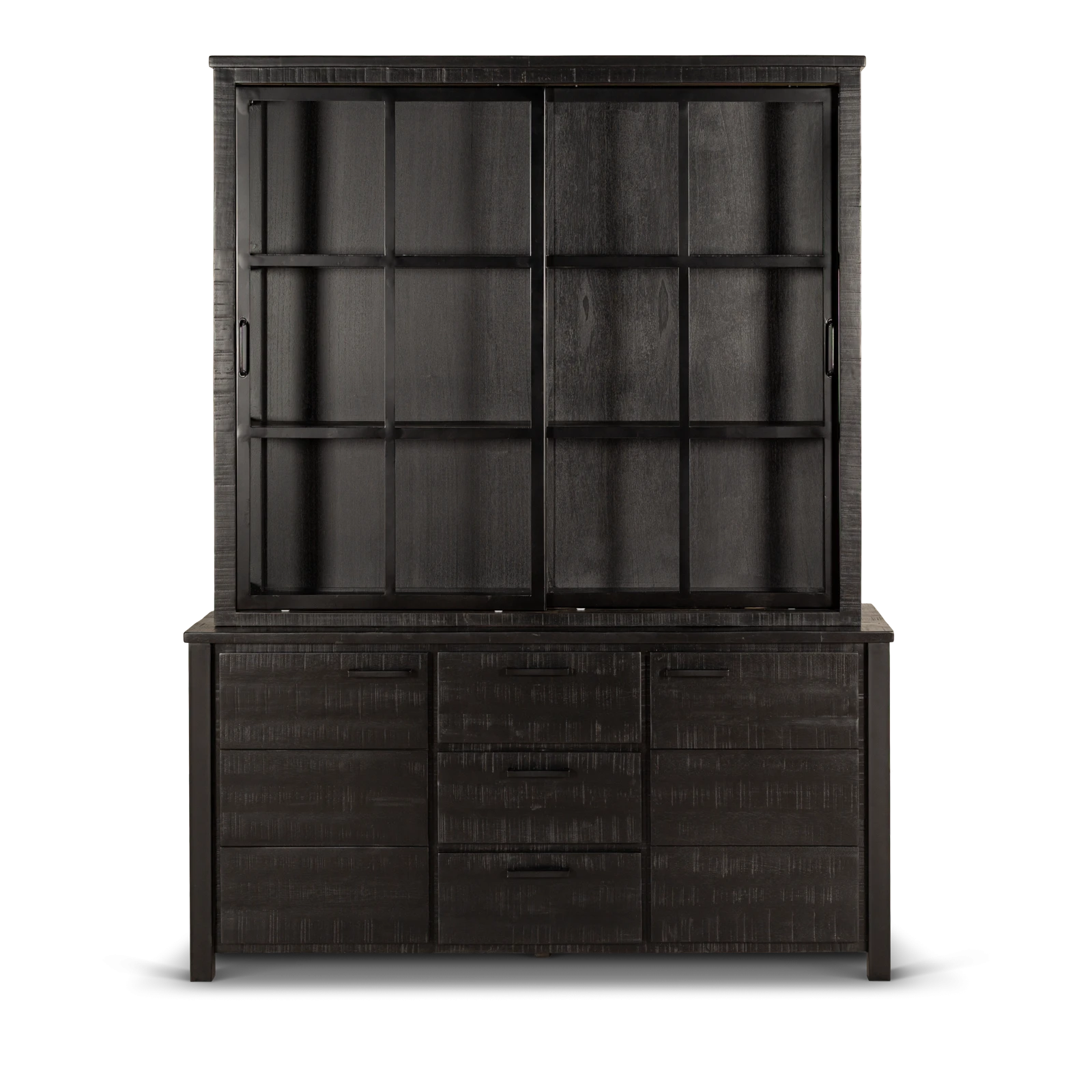 Vitrinekast (schuifdeuren) Steelwood - Zwart