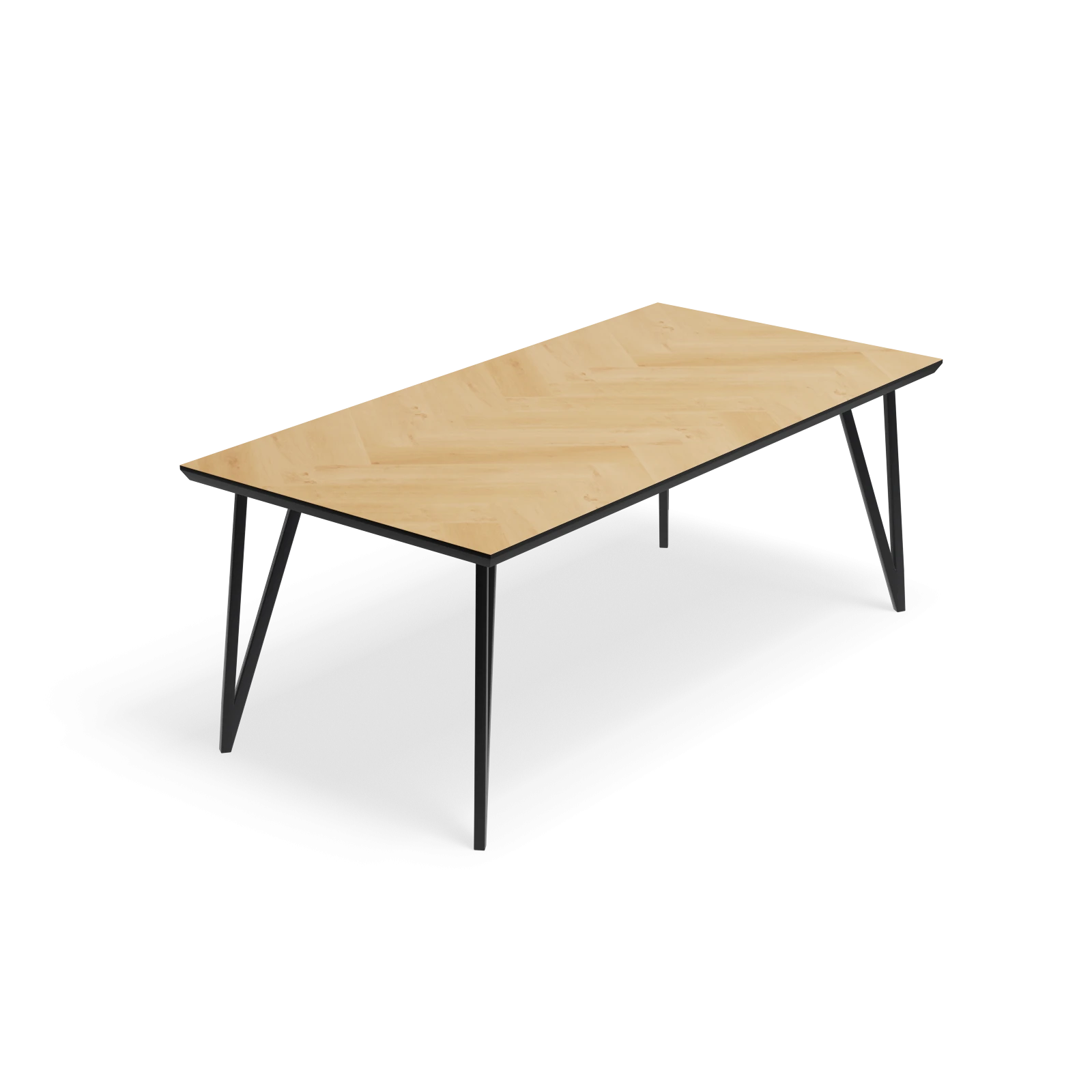 Eettafel Triangle - Rechthoek Eiken Visgraat Nature White (200x100cm)