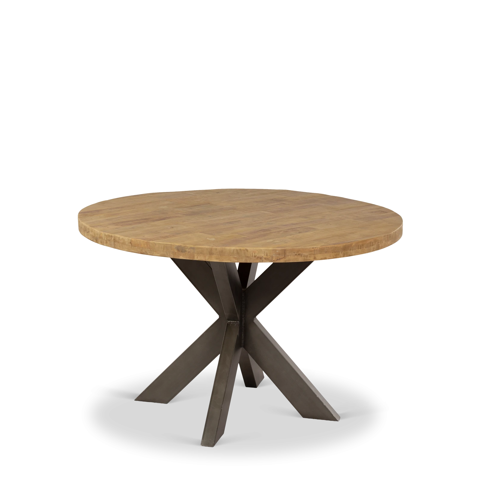 Eettafel (rond 120cm - poot 10x5cm) Steelwood - Seasoned Brown