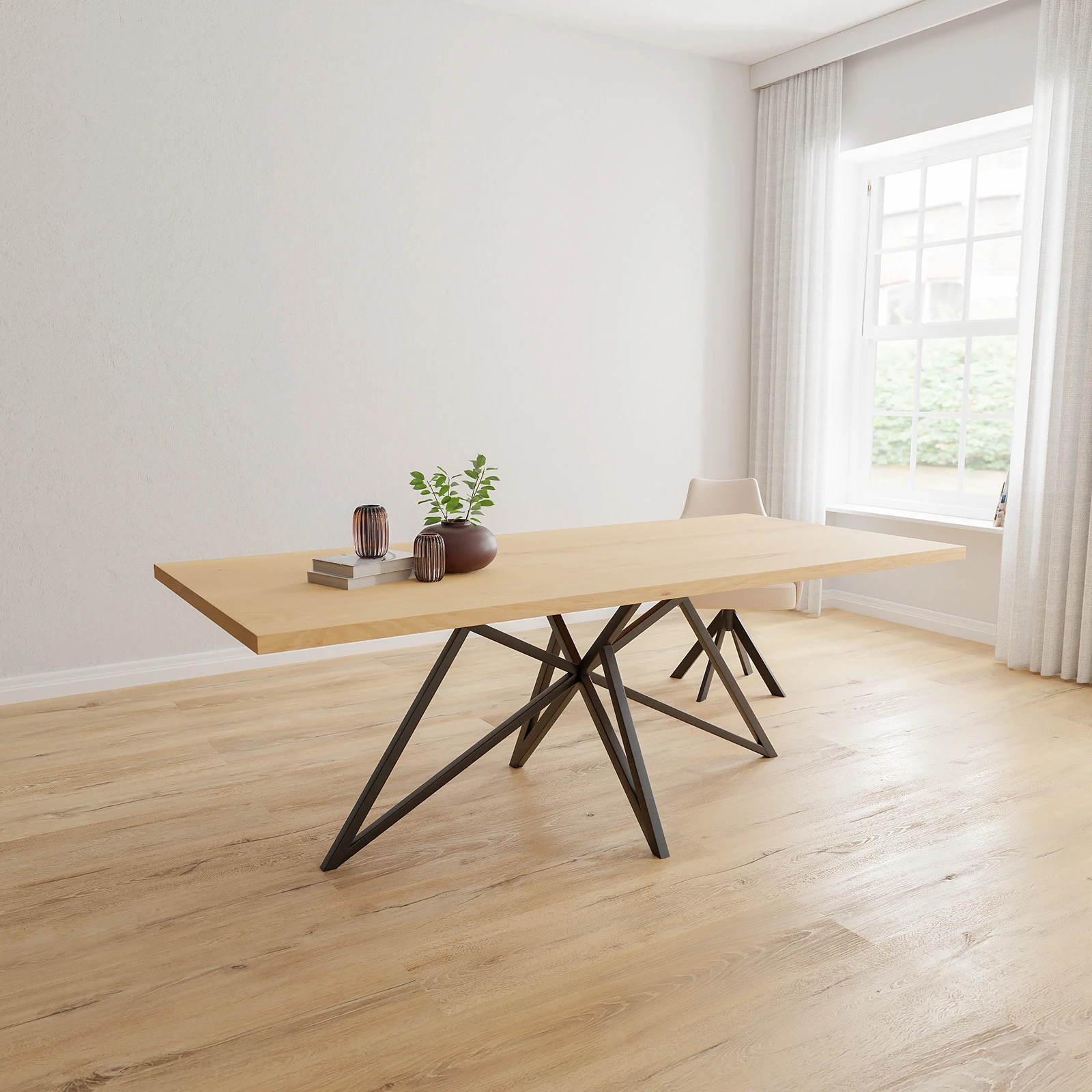 Eettafel Crosse - Rechthoek Eiken Nature White (220x100cm)