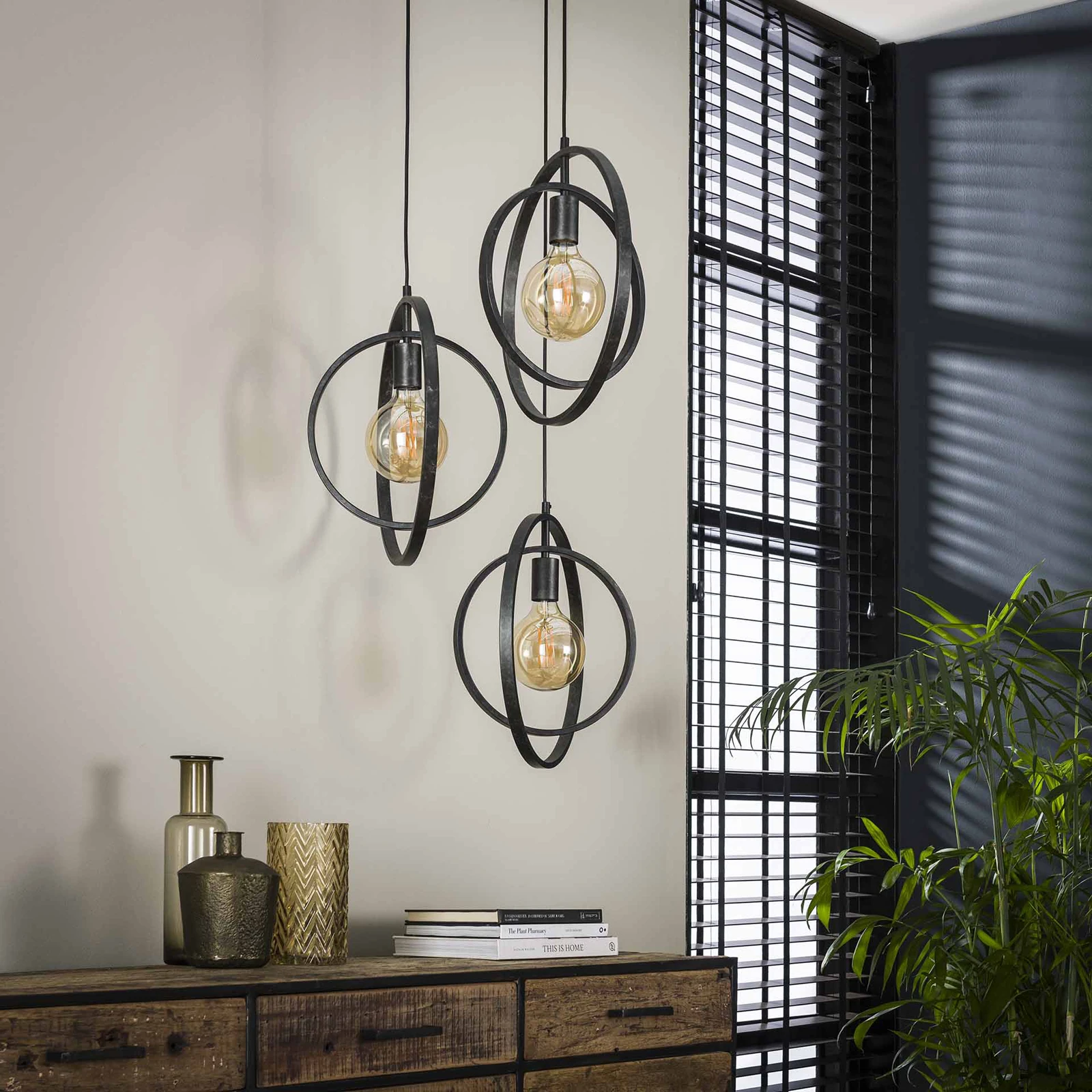 Hanglamp Turn Around (3 lichts getrapt) - Charcoal