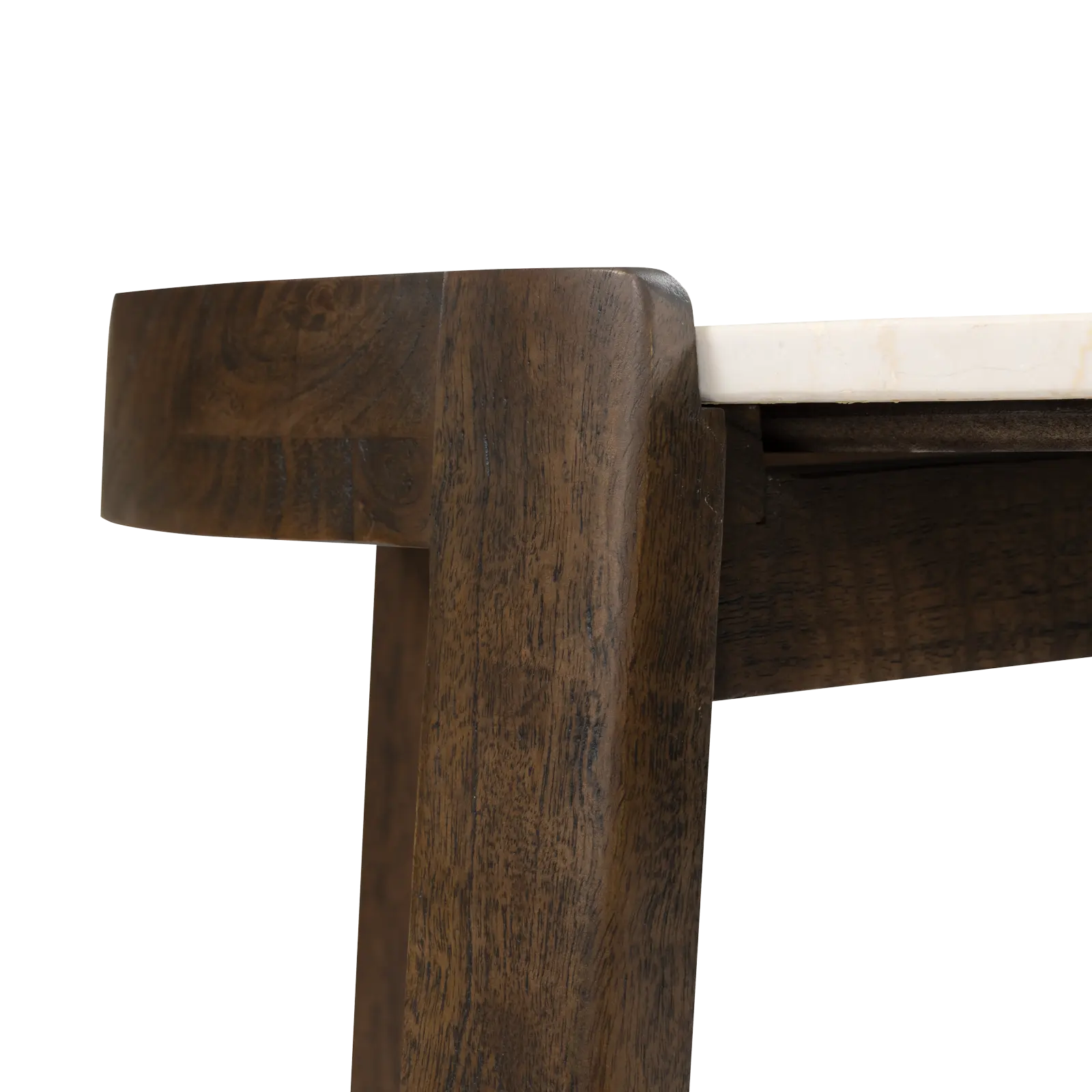 Salontafel Kiona - rond 80 cm - Mangohout Cacao Bruin + Marmer Beige