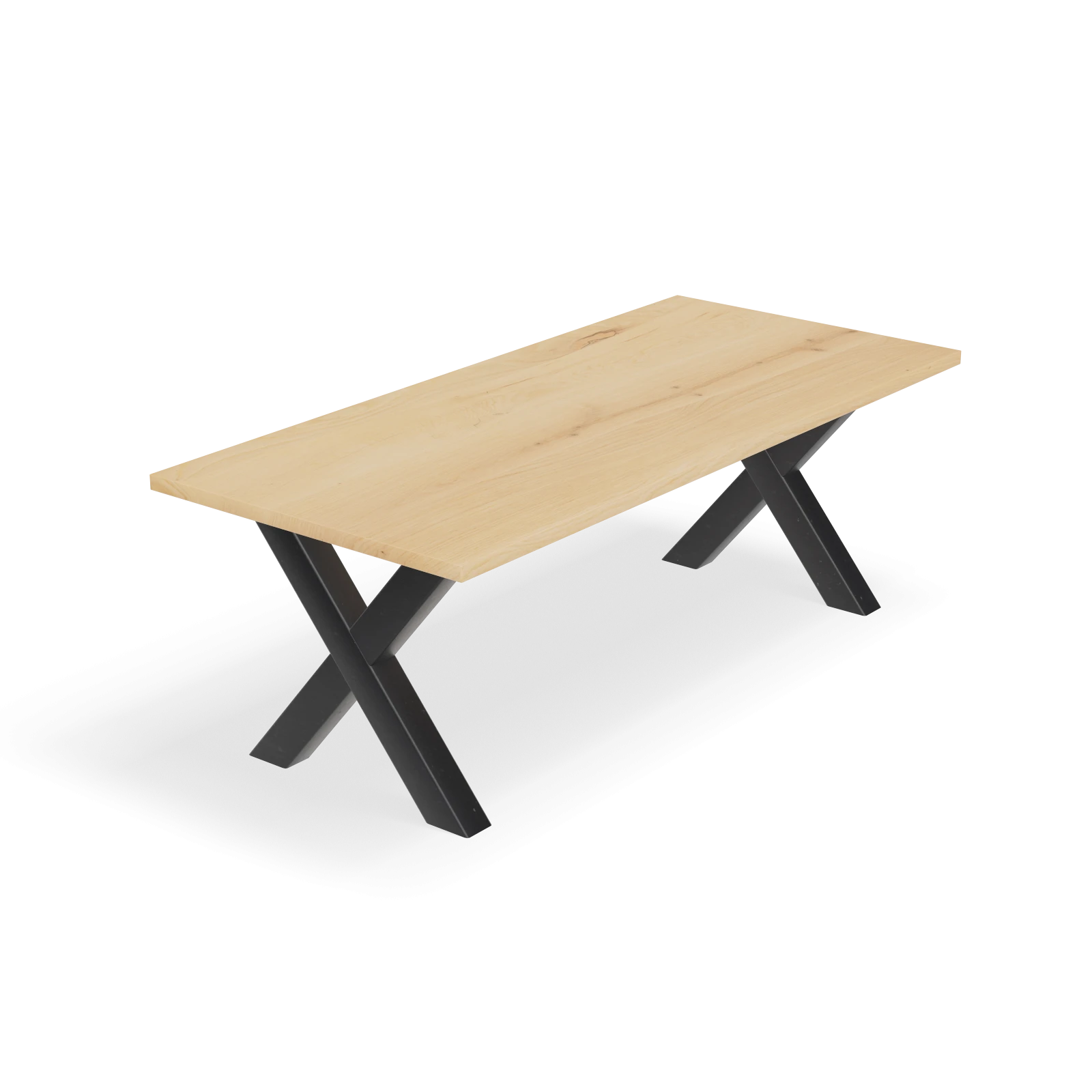 Eettafel X Poot (10x10cm) - Rechthoek Eiken Nature White (220x110cm)