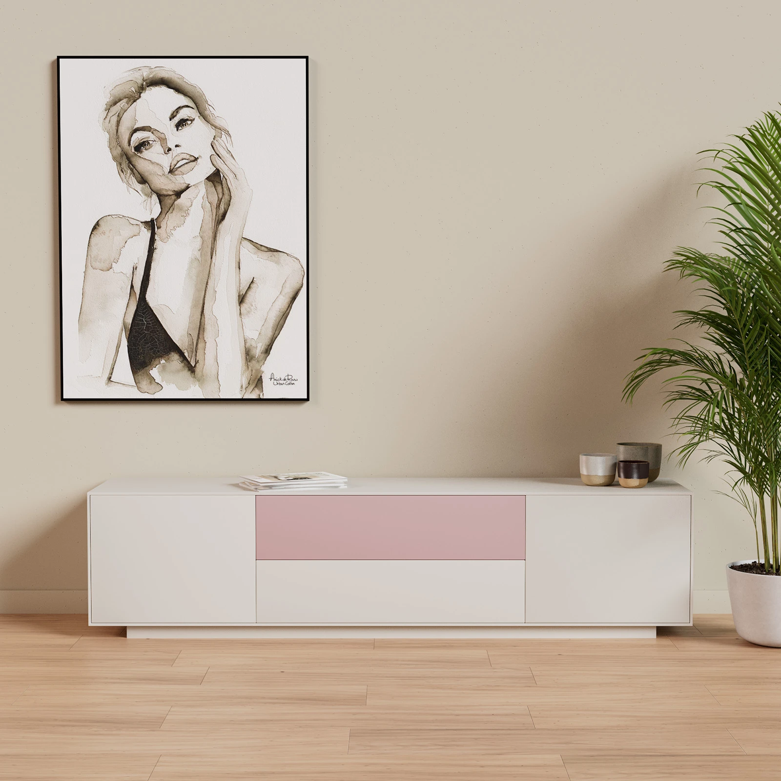 TV Meubel Pepper White 180cm Plint