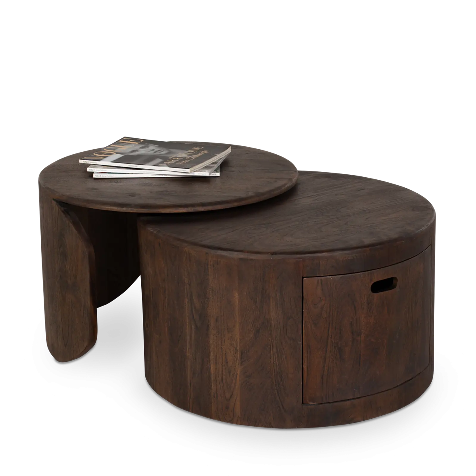 Salontafel set van 2 Buddy  - rond - Mangohout Cacao Bruin