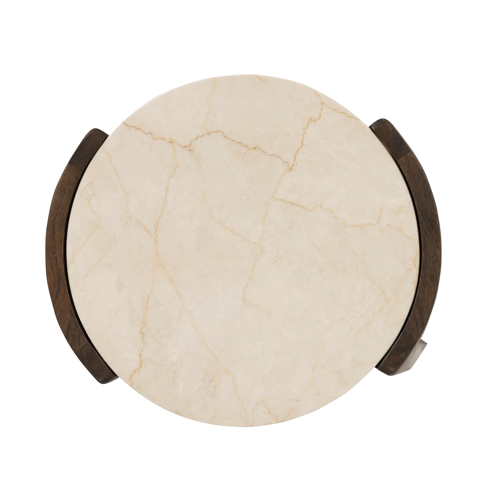 Bijzettafel Kiona - rond 40 cm - Mangohout Cacao Bruin + Marmer Beige