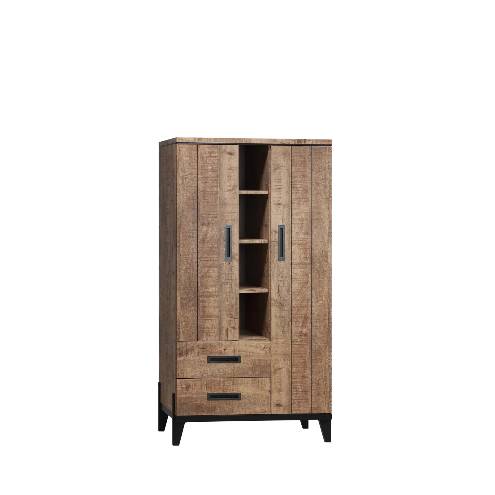 Opbergkast Union - 104 cm - Lamulux Mango - 2 deuren, 2 laden, 4 open vakken