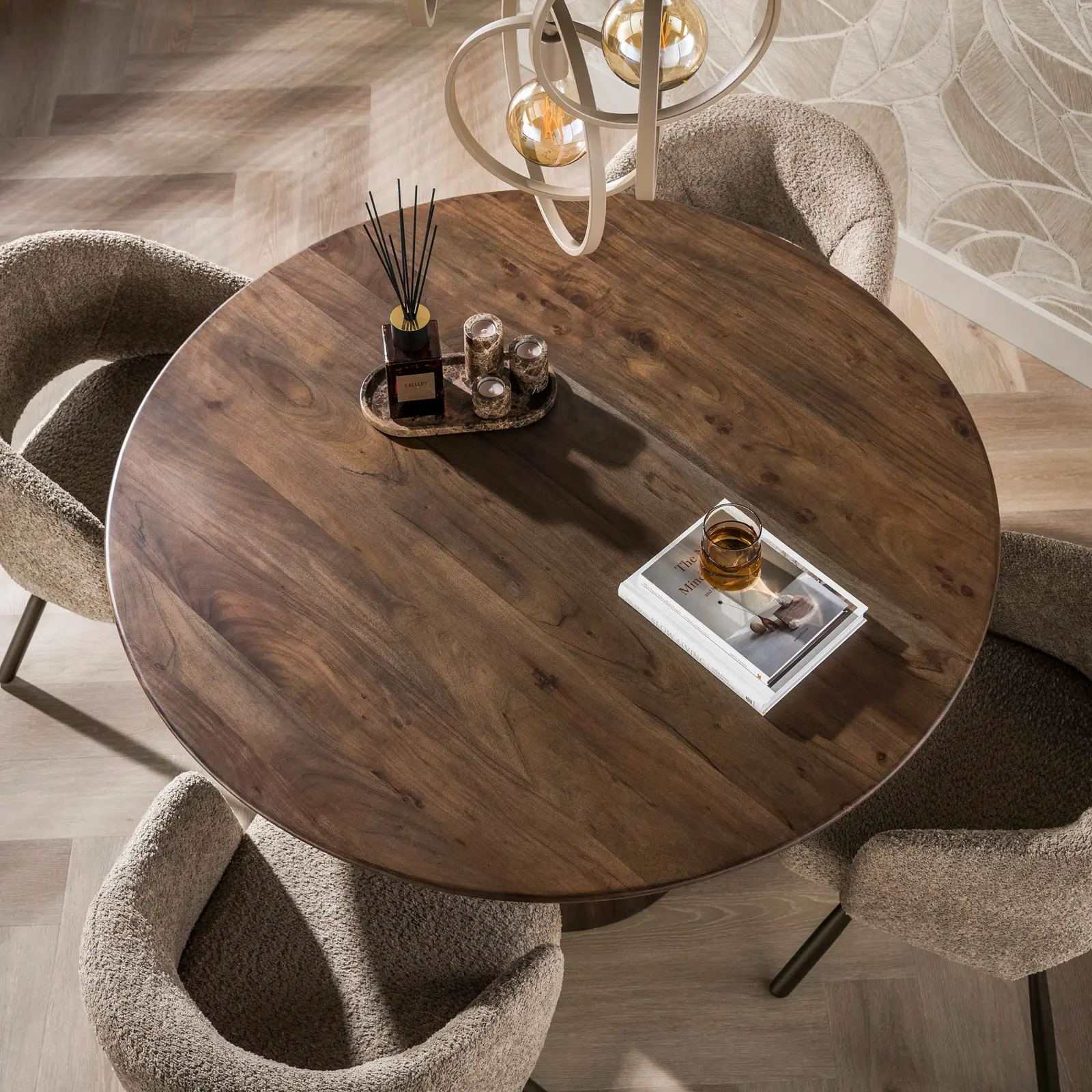 Eettafel Central - rond - Ø130cm - Acacia bruin
