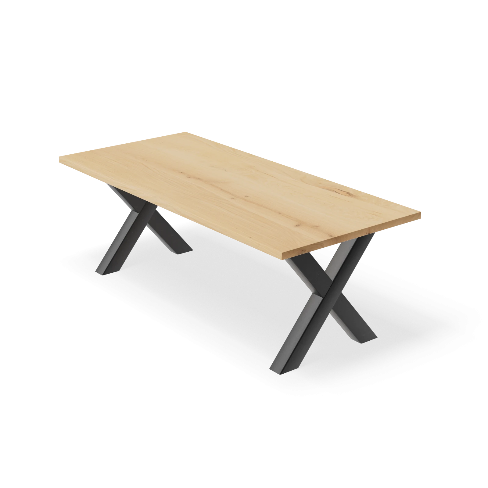Eettafel X Poot (10x10cm) - Rechthoek Eiken Nature White (220x110cm)