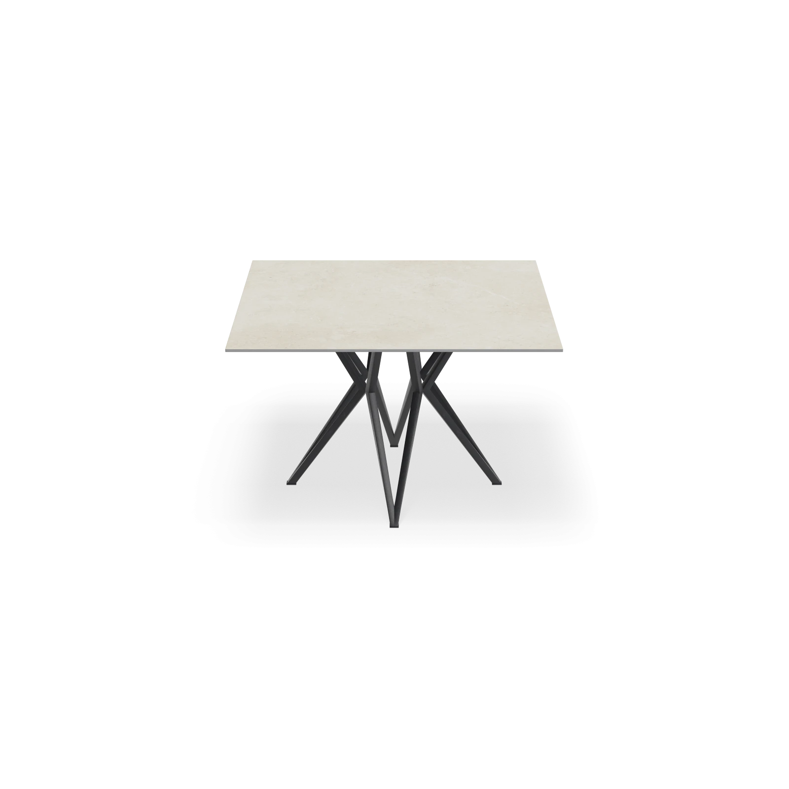 Eettafel Crosse - Vierkant Keramiek Limestone Ivory Satin (120x120cm)