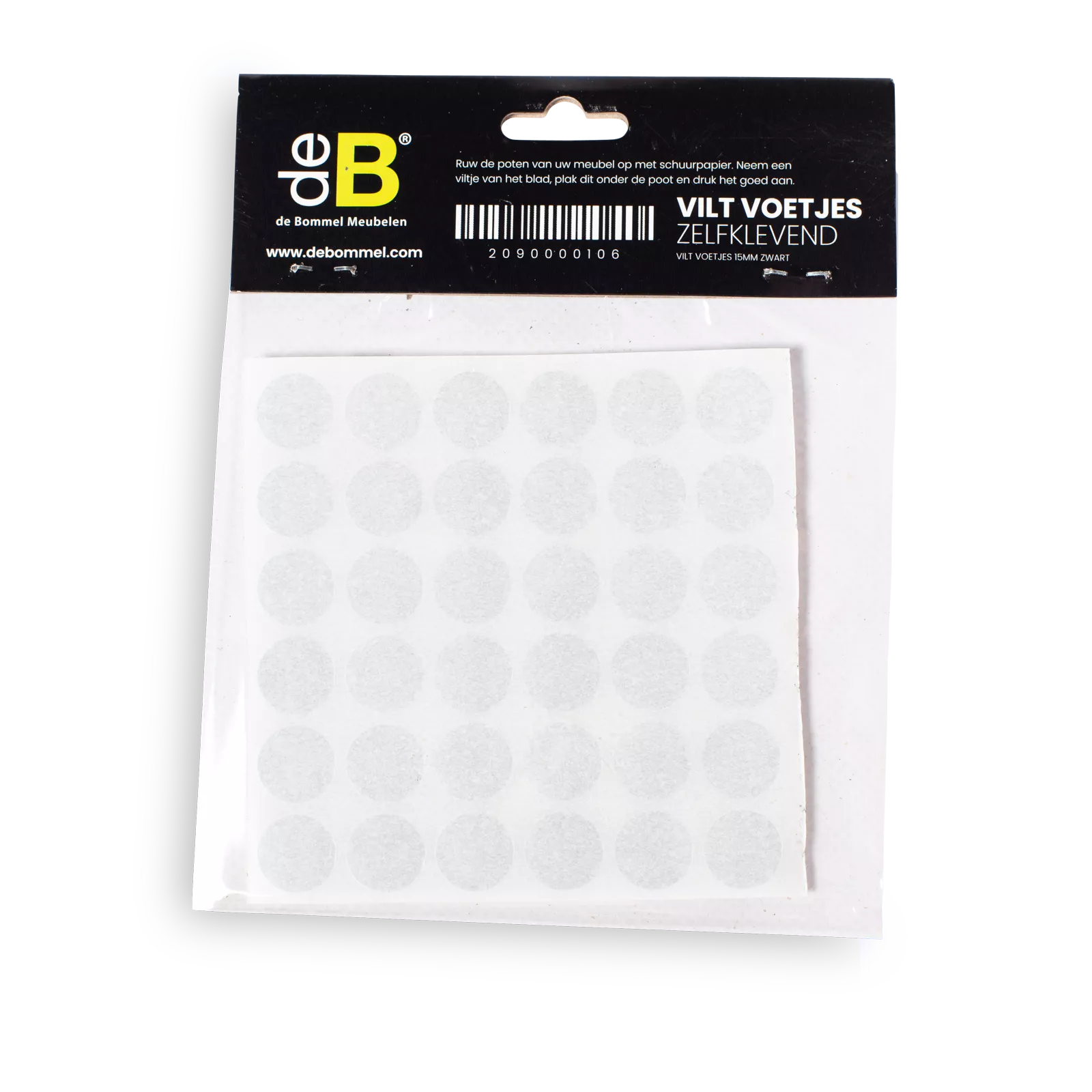 Viltvoetjes (15mm) - zwart