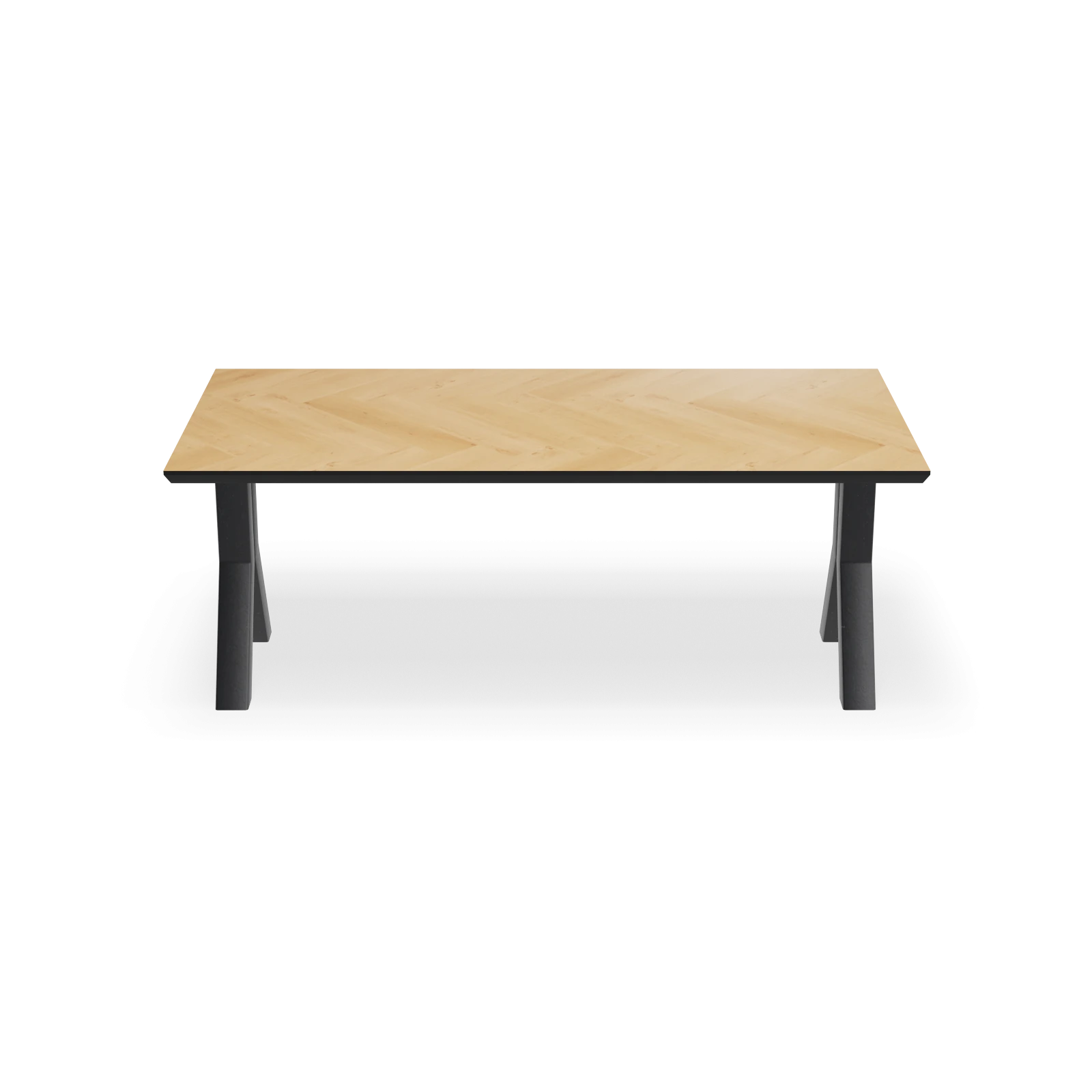 Eettafel Y poot (10x10cm) - Rechthoek Eiken Visgraat Nature White (200x100cm)