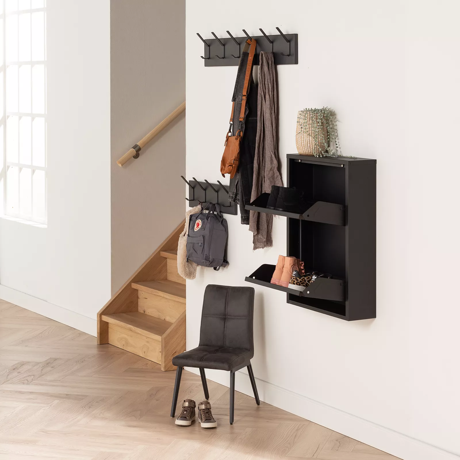Schoenenkastje Shoes (2 vakken) - Mat Zwart