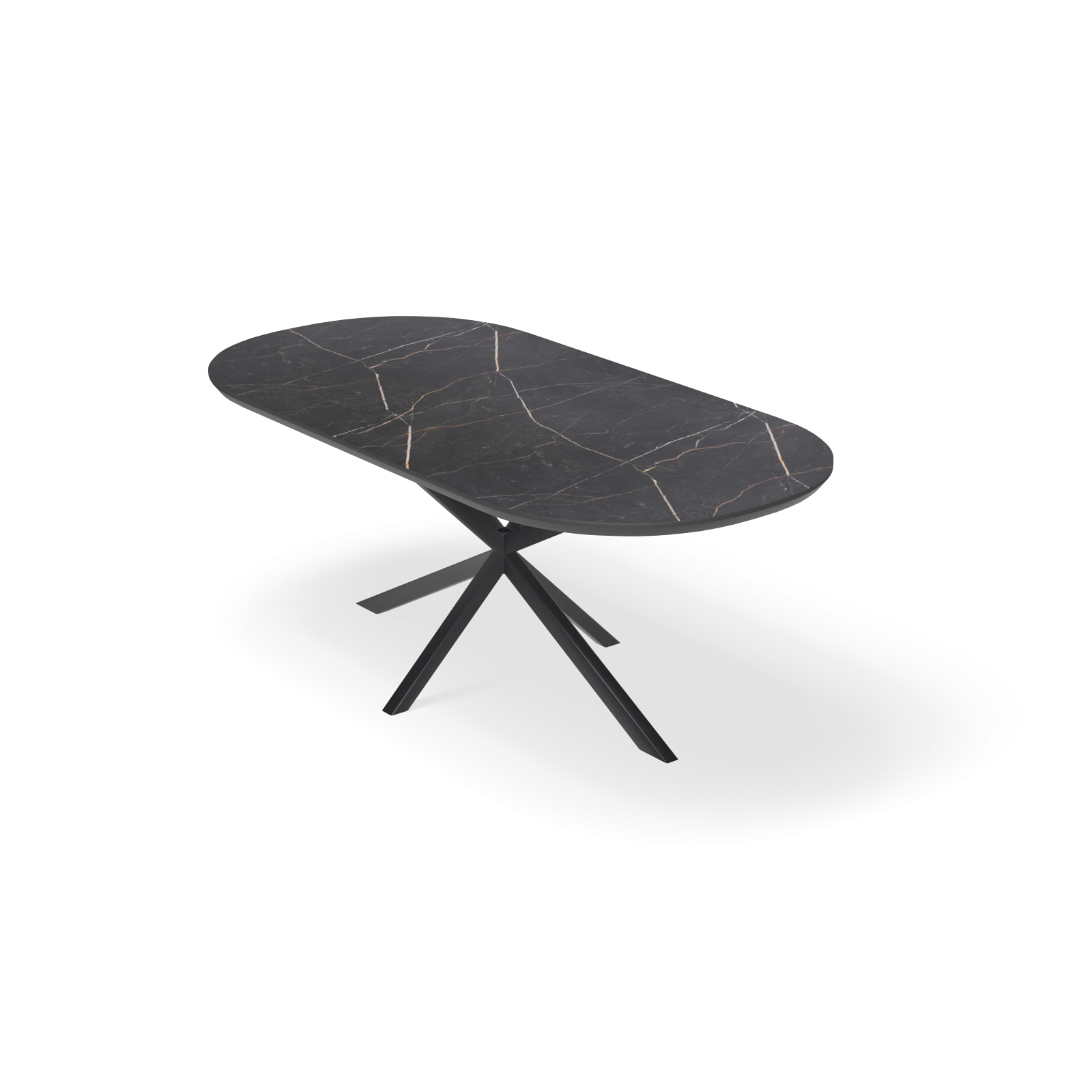 Eettafel North - Halve Cirkel HPL Marmerlook (200x100cm)