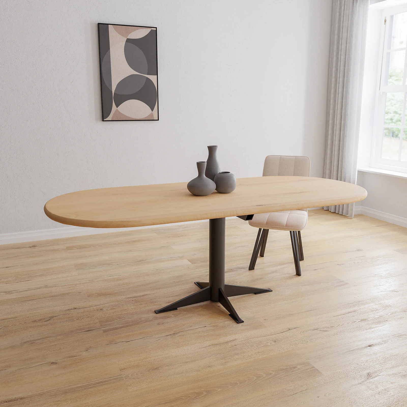 Eettafel Westfield - Halve Cirkel Eiken Nature White (220x100cm)