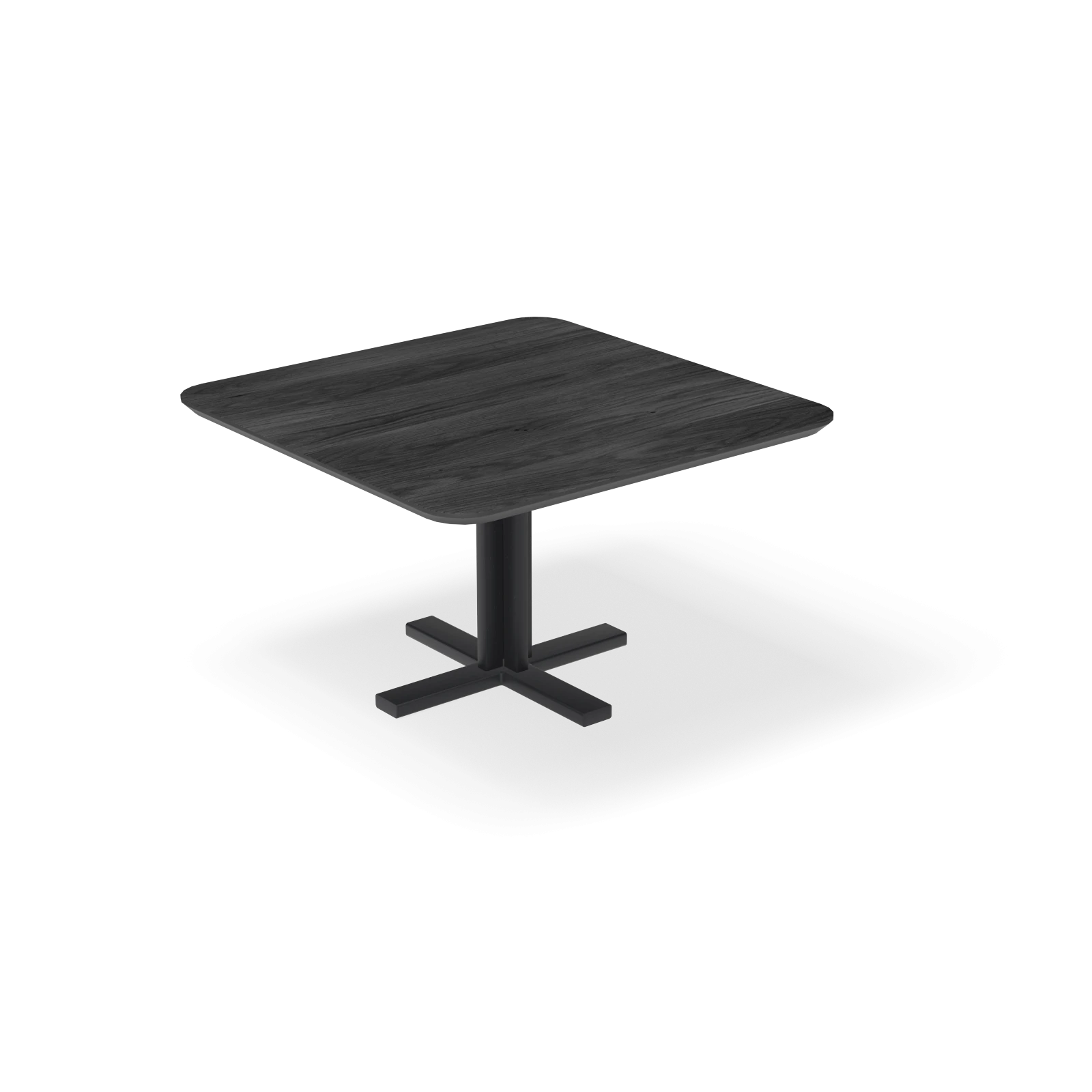 Eettafel Kolos - Vierkant afgeronde hoeken HPL Houtlook Zwart (130x130cm)