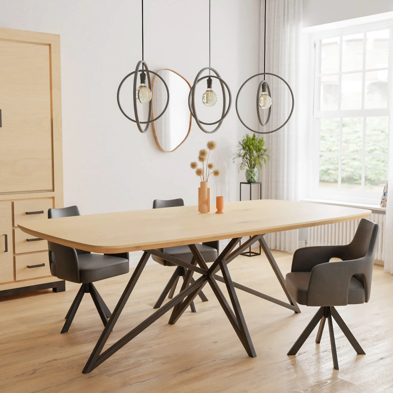 Eettafel Crosse - Deens Ovaal Eiken Nature white (220x110cm)