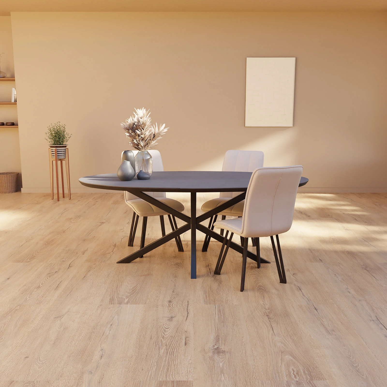 Eettafel North - Ovaal HPL Houtlook Zwart (200x105cm)