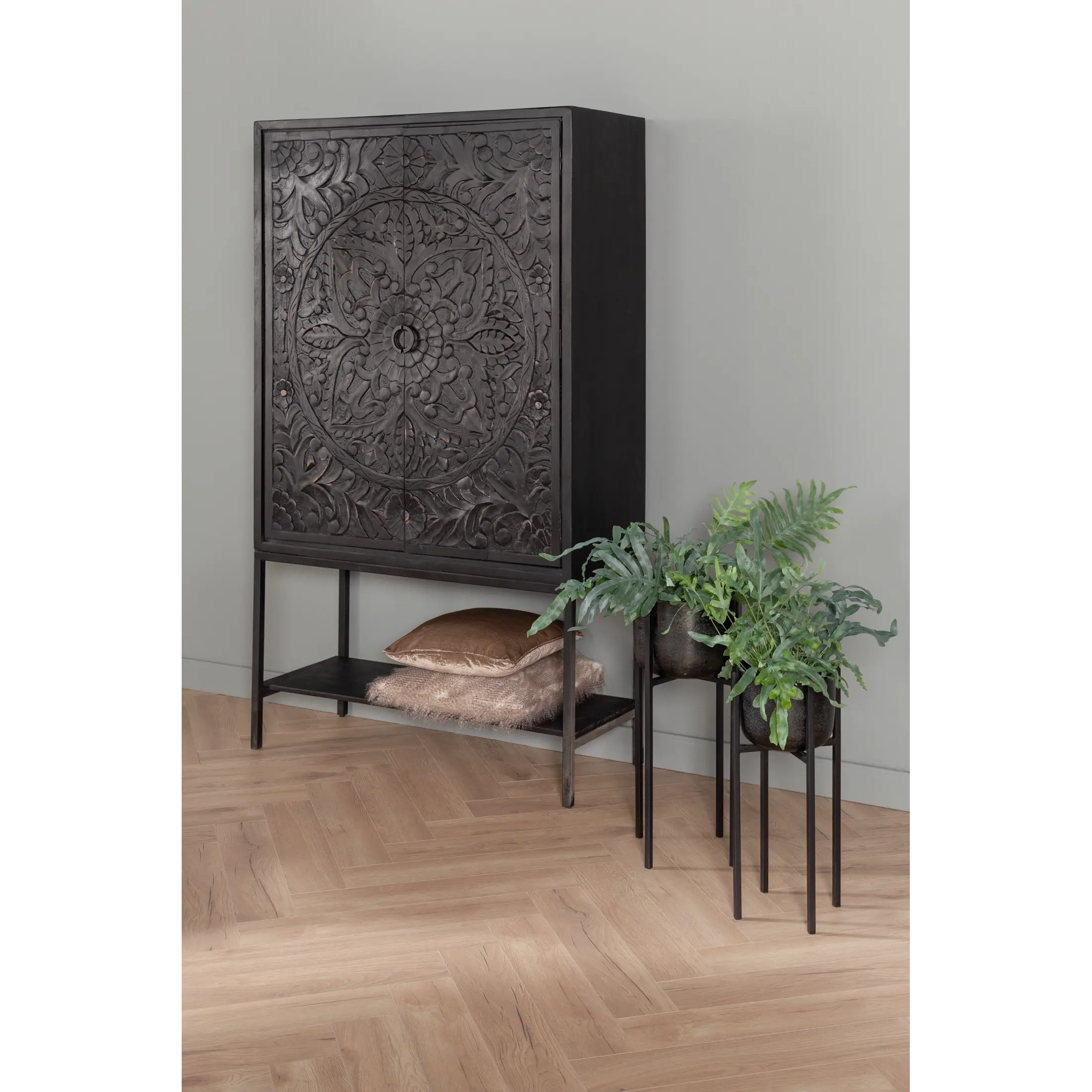 Opbergkast Belleville - 90 cm - 2 deuren - Mangohout Zwart