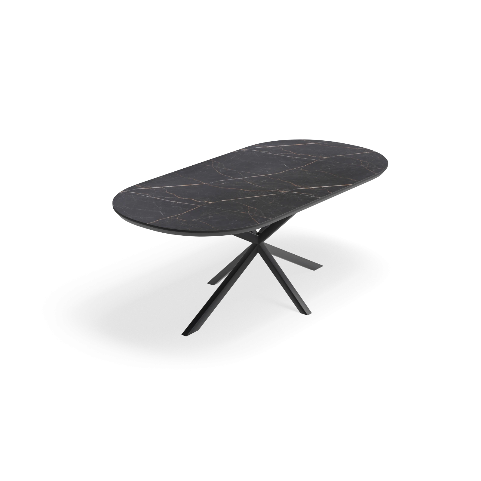 Eettafel North - Halve Cirkel HPL Marmerlook (200x100cm)