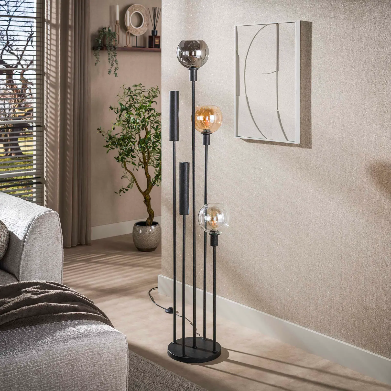Vloerlamp Sfera - Tricolore 5 lichts - Artic zwart